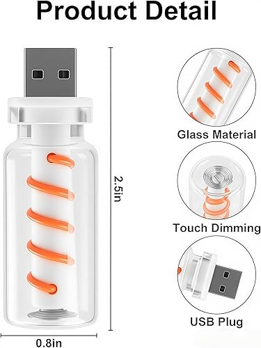 Miniatura 5 de 2 luces USB para el interior del automóvil, regulables al tacto, diseño de botella de vidrio retro mini adecuado para automóviles, dormitorios,