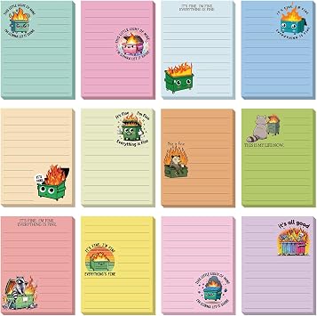 12 Pcs Funny Sticky Notes for Work, 4x3 Inches