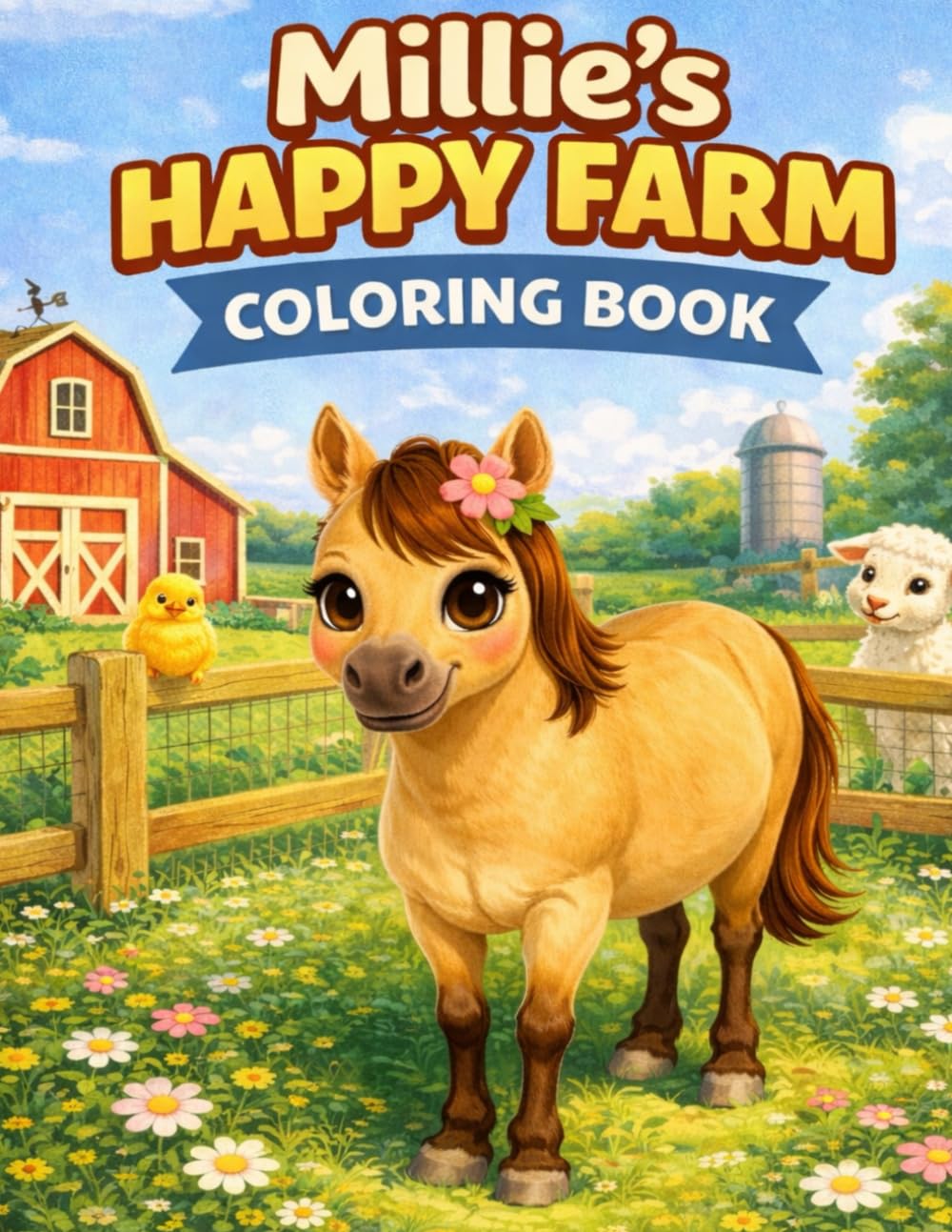 Millie's Happy Farm Coloring Book: A cute children's coloring book ages 2-6