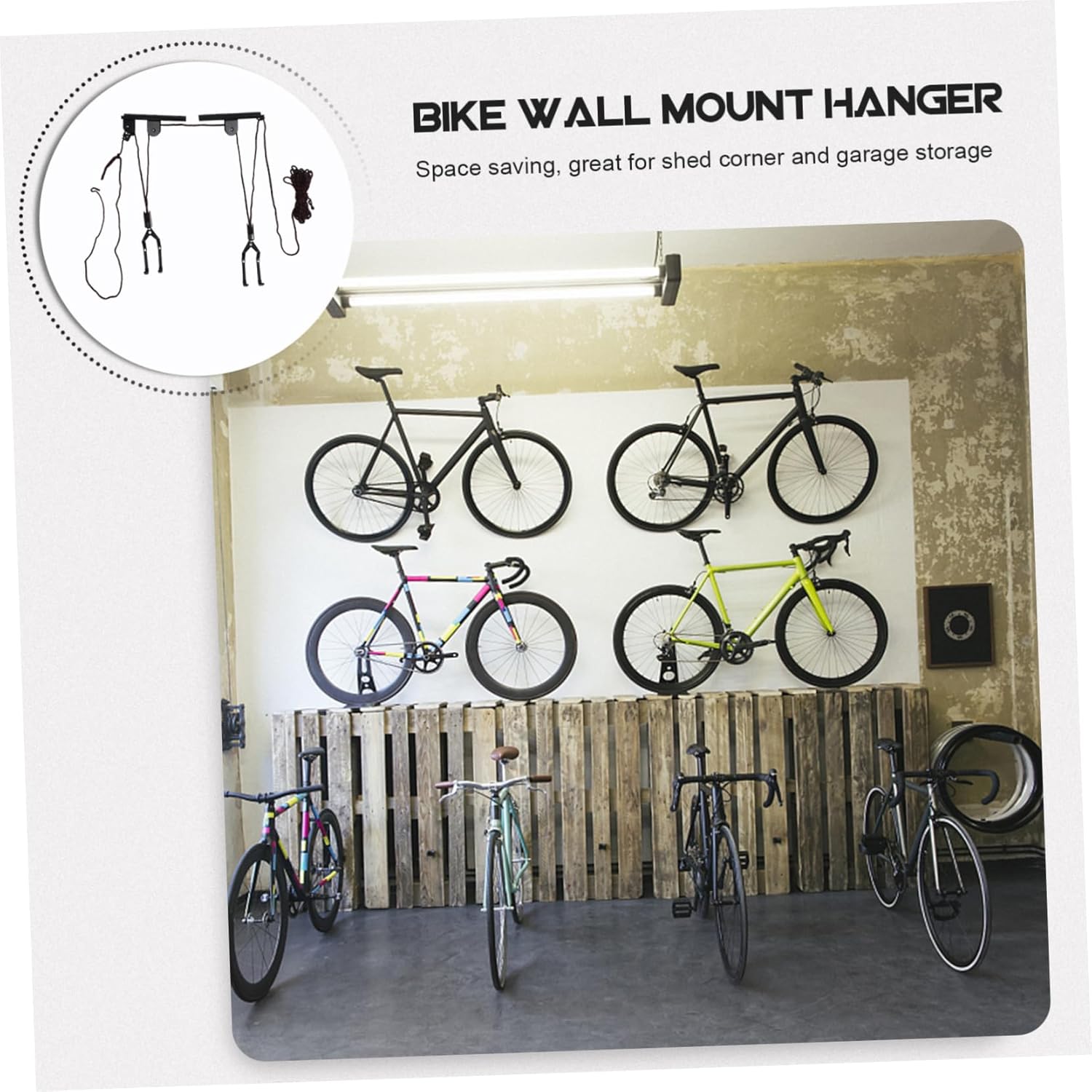 50Kg Mountain Bike Wall Hook Storage Rack Heavy Duty Bike Hanger for All Easy Installation Space Saving Design Supports Up for Garage and Shed Use Black