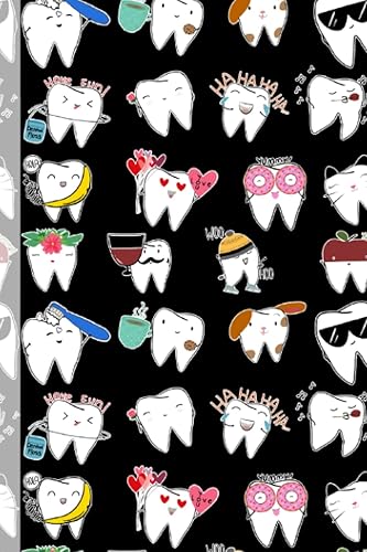 Happimola Teeth Emojis Notebook (Black) - For Dentists, Dental Assistants, Dental Hygienists, Dental Students, Dental Staff.