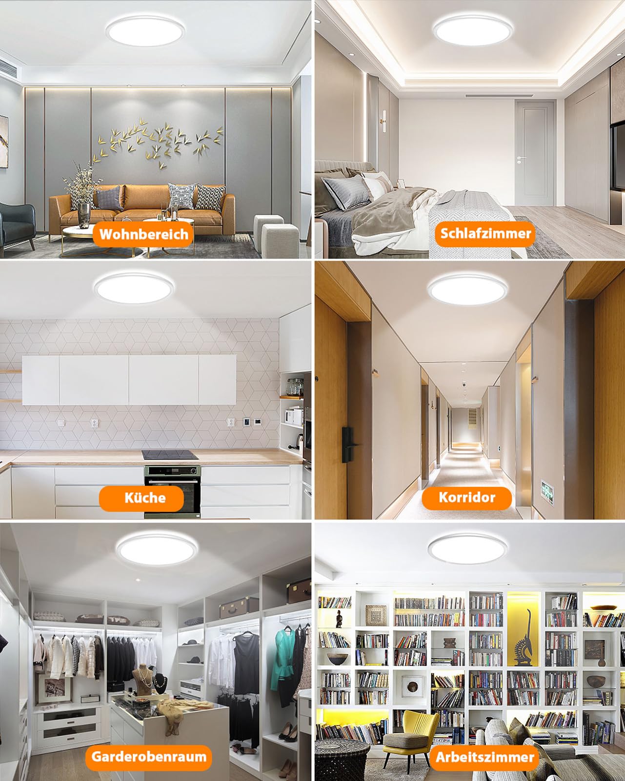 LED Plafoniera LED Soffitto,24W 3000K-6500K Lampadario LED Soffitto Dimmerabile,3000LM IP40 Impermeabile Plafoniera Rotonda LED con Telecomando, Luminosità Regolabile, Facile da Installare