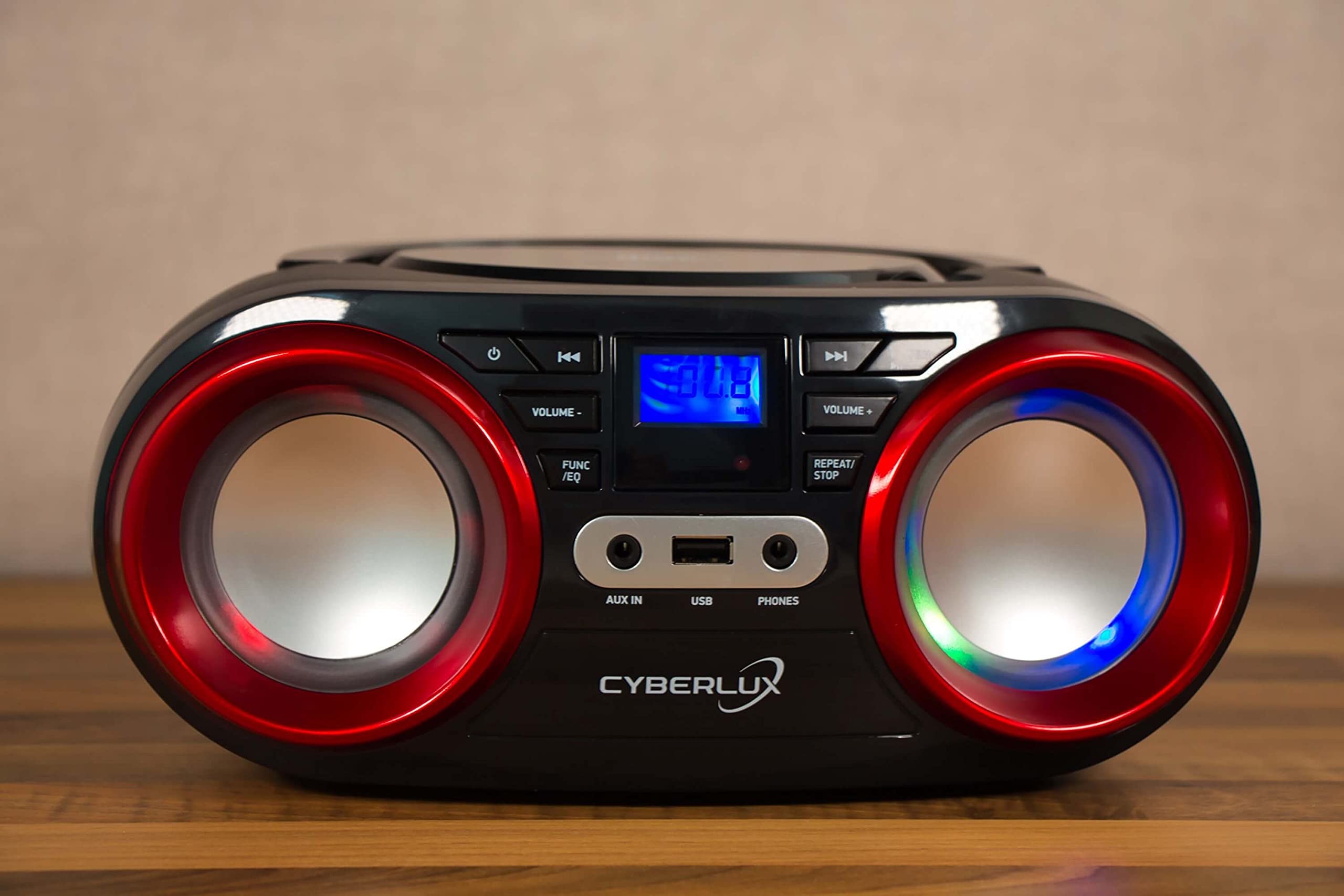 Tragbarer CD-Player | LED-Discolichter | Boombox | CD/CD-R | USB | FM Radio | AUX-In | Kopfhöreranschluss | 20 Speicherplätze | Kinder Radio | CD-Radio | Kompaktanlage