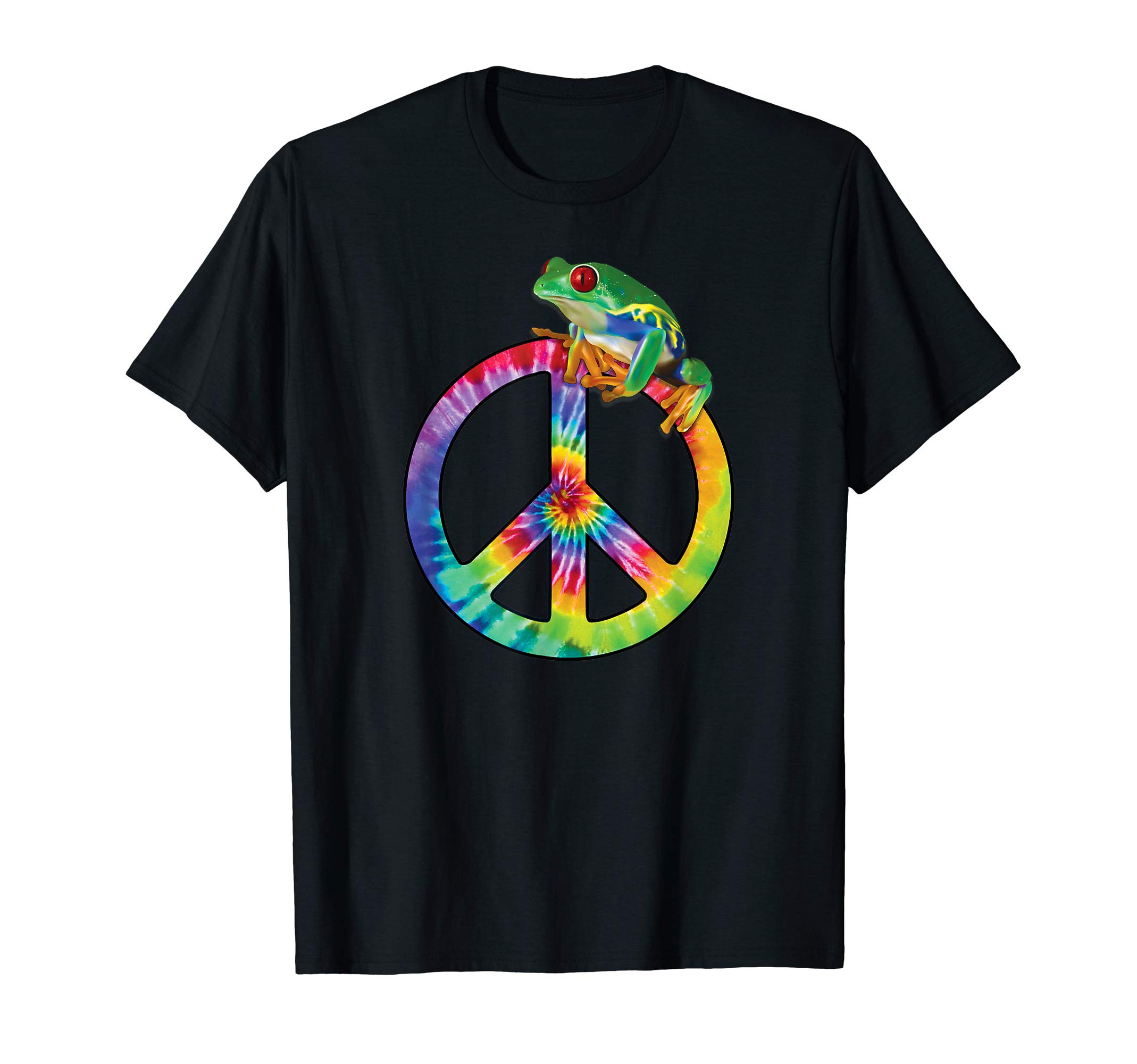 Tie-Dye Peace Sign Tree Frog Cute Funny Colorful T-Shirt