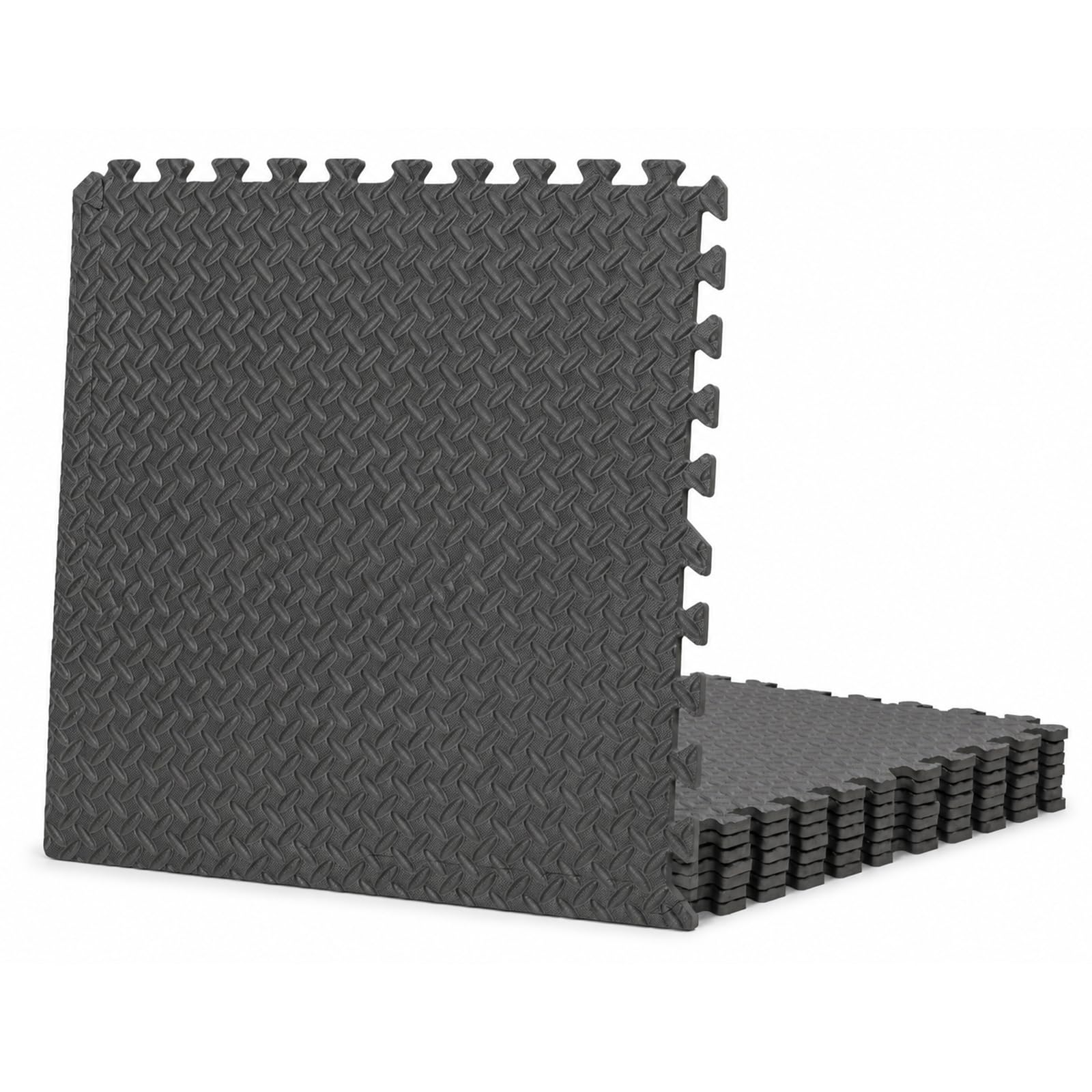 GREENSAPPIRE 20PCS Exercise Foam Mat – Anti-Fatigue Interlocking EVA Floor Tiles with Edges – Non-Slip Protective Gym Flooring Mats for Home, Yoga, Pilates, Martial Arts – Black, 60*60cm (20, Black)