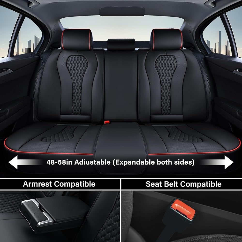Coverado Universal Leather Seat Covers Full Set - 5 Seats, Gray, Waterproof Leatherette For Cars & SUVs 14 thumbnail image
