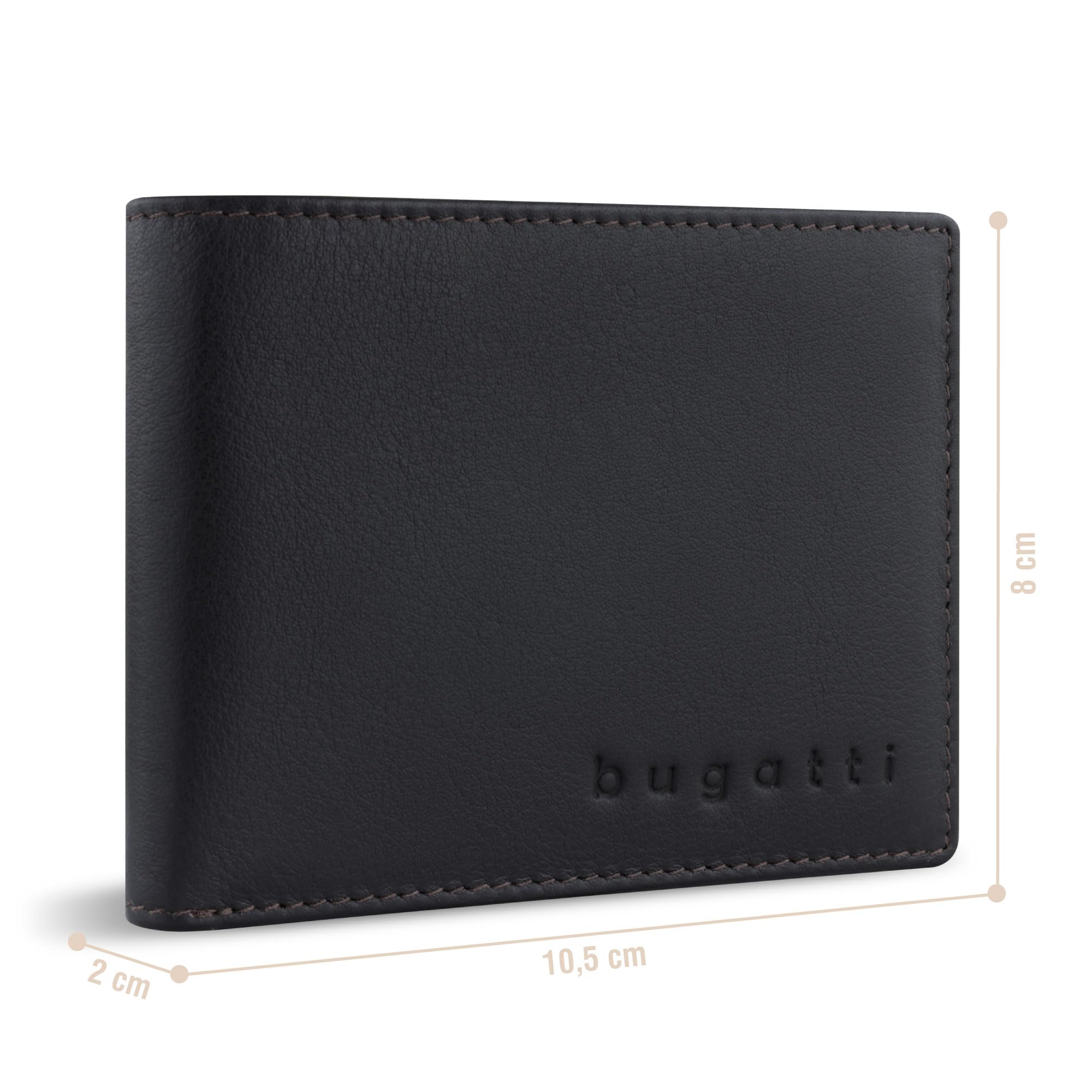bugatti Lima Mini Portfel męski – Mały portfel skórzany w formacie poziomym – Ochrona RFID – Brązowy