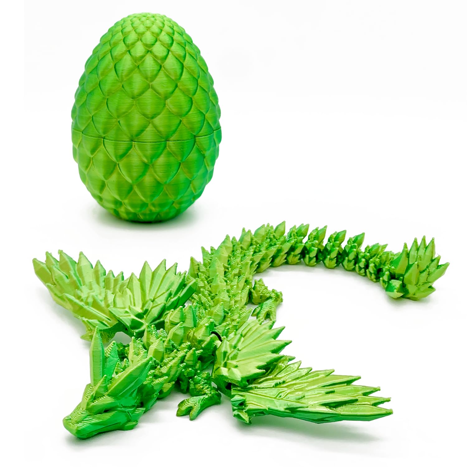 Hannahcos 3D Printed Dragon Fidget Toy, Articulated Crystal Dragon in Egg, Home Office Decor (Yellow & Green)