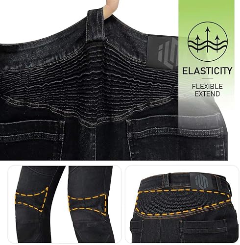 Vista 12 de ILM - Pantalones de motocross para motocicleta para hombre; son blindados, para andar en motocicleta, aventuras, turismo, etc. Azul