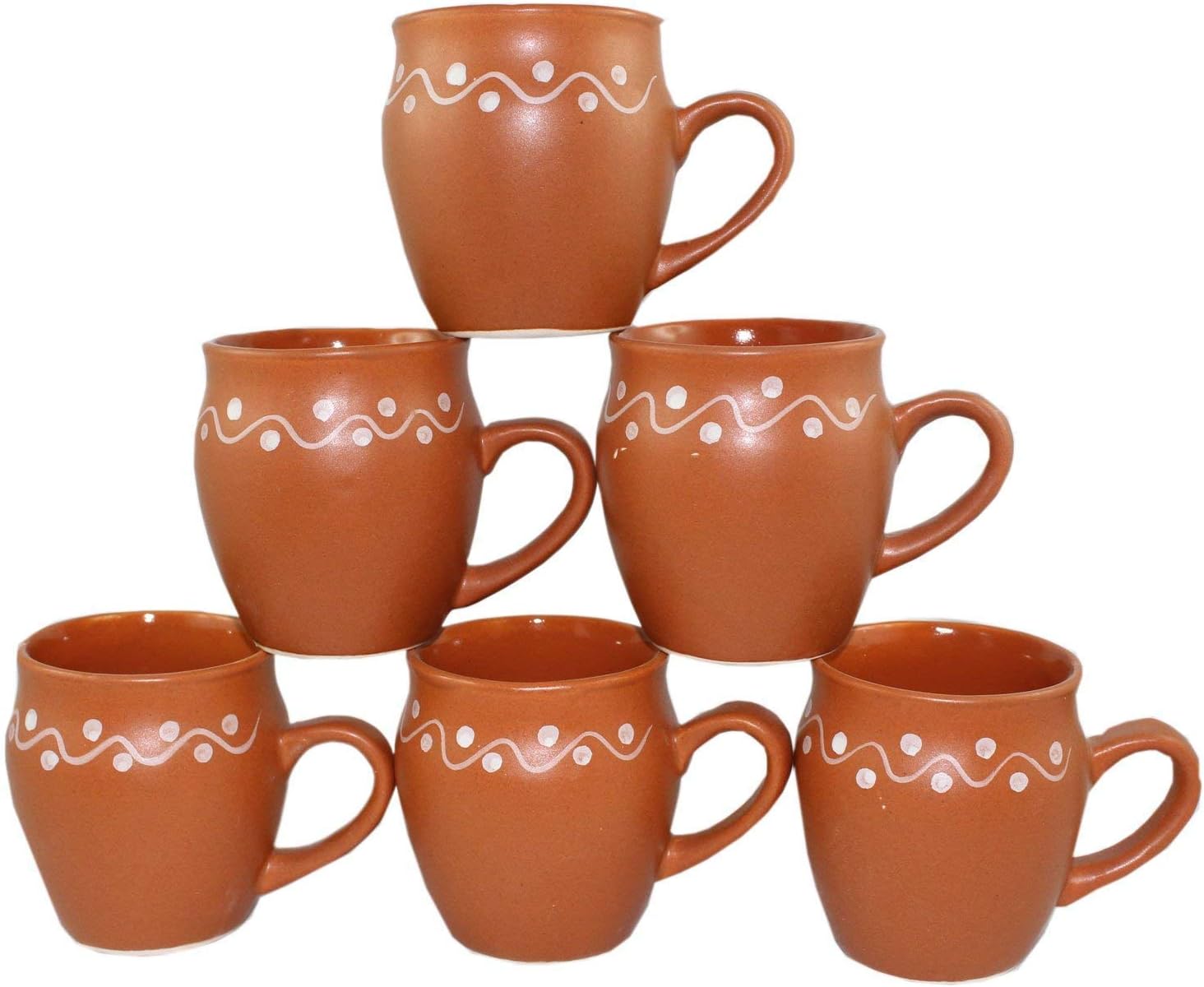 Odishabazaar Ceramic Kulhar Cups Traditional Indian Chai Tea Cup Set of 6 (Brown)
