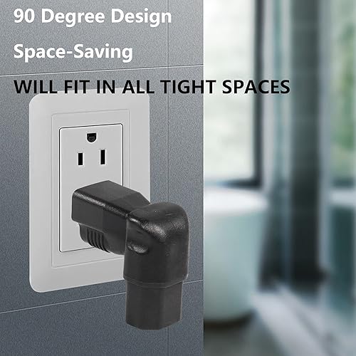 Miniatura 2 de CERRXIAN Adaptador de extensión de alimentación de computadora de 90 grados NEMA 5-15P a IEC 320 C13 hembra 10A/125V, adaptador de corriente de