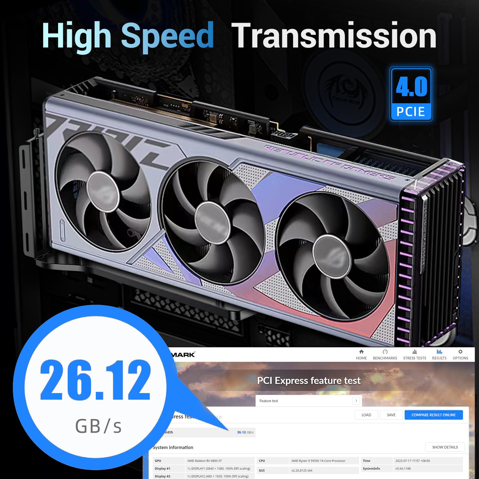 Staffa di supporto GPU con cavo riser PCIe 4.0 da 200 mm per supporto verticale GPU (nero)