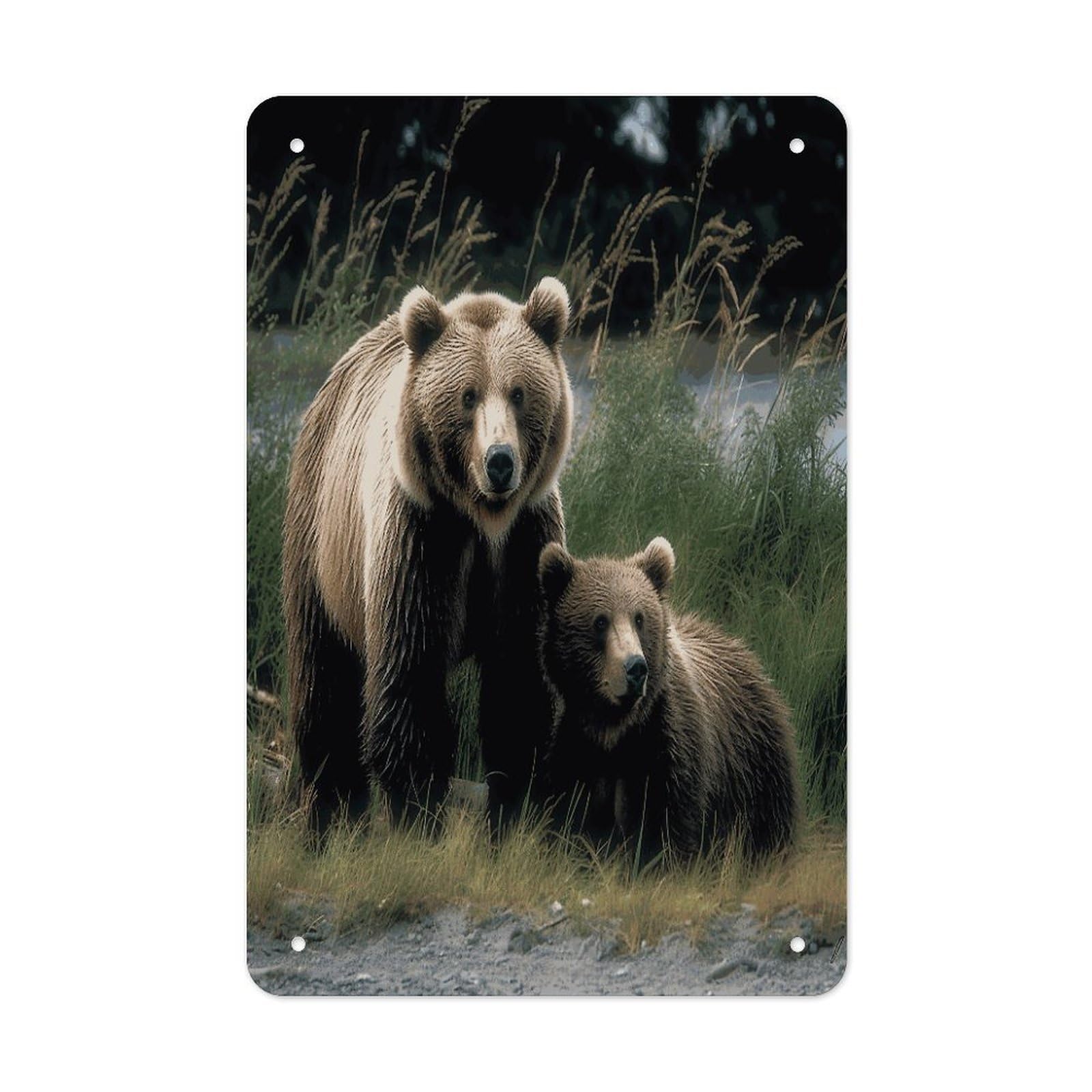 Btcowzrv Style A Mother And A Cub Bears Metal Tin Sign Wall Decor Hanging Plaque