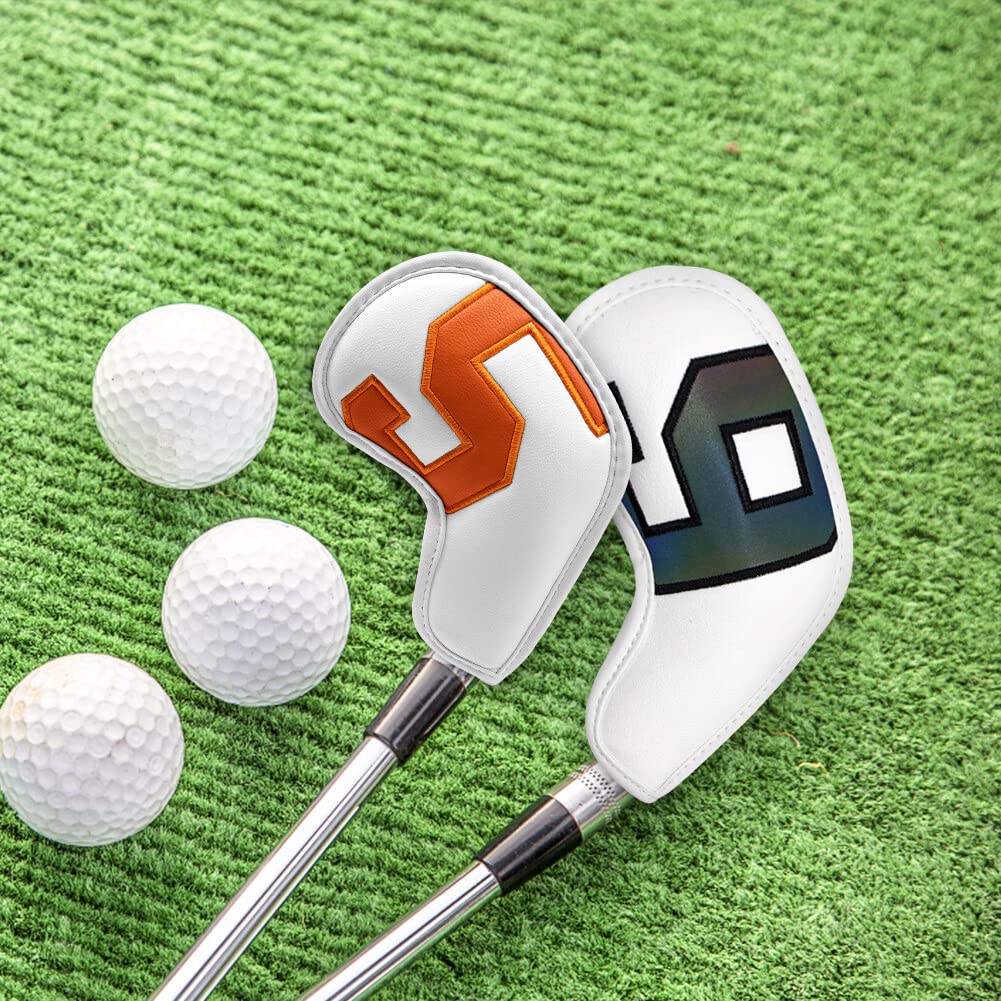 10 Pièces Housses pour Tête de Club de Golf - Couvre de Protection avec Chiffres et Lettres Imprimées - Capuchon Headcover Set