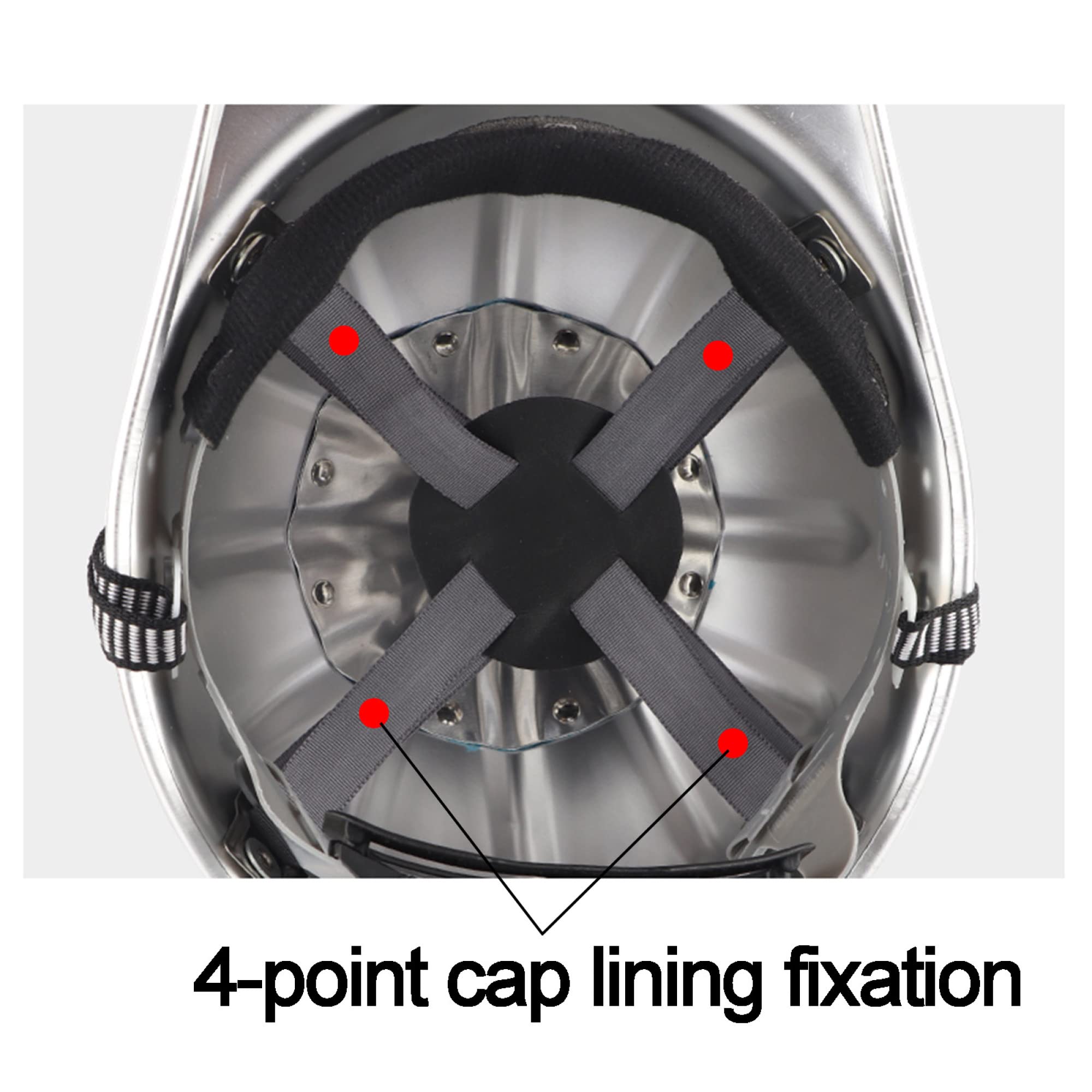 Hardhat Aluminium helm, bouwhelm. Versterkt blad, 4-punts klinkgesp, slagvastheid en penetratiesterkte vele kleuren zijn beschikbaar. (aluminiumkleur