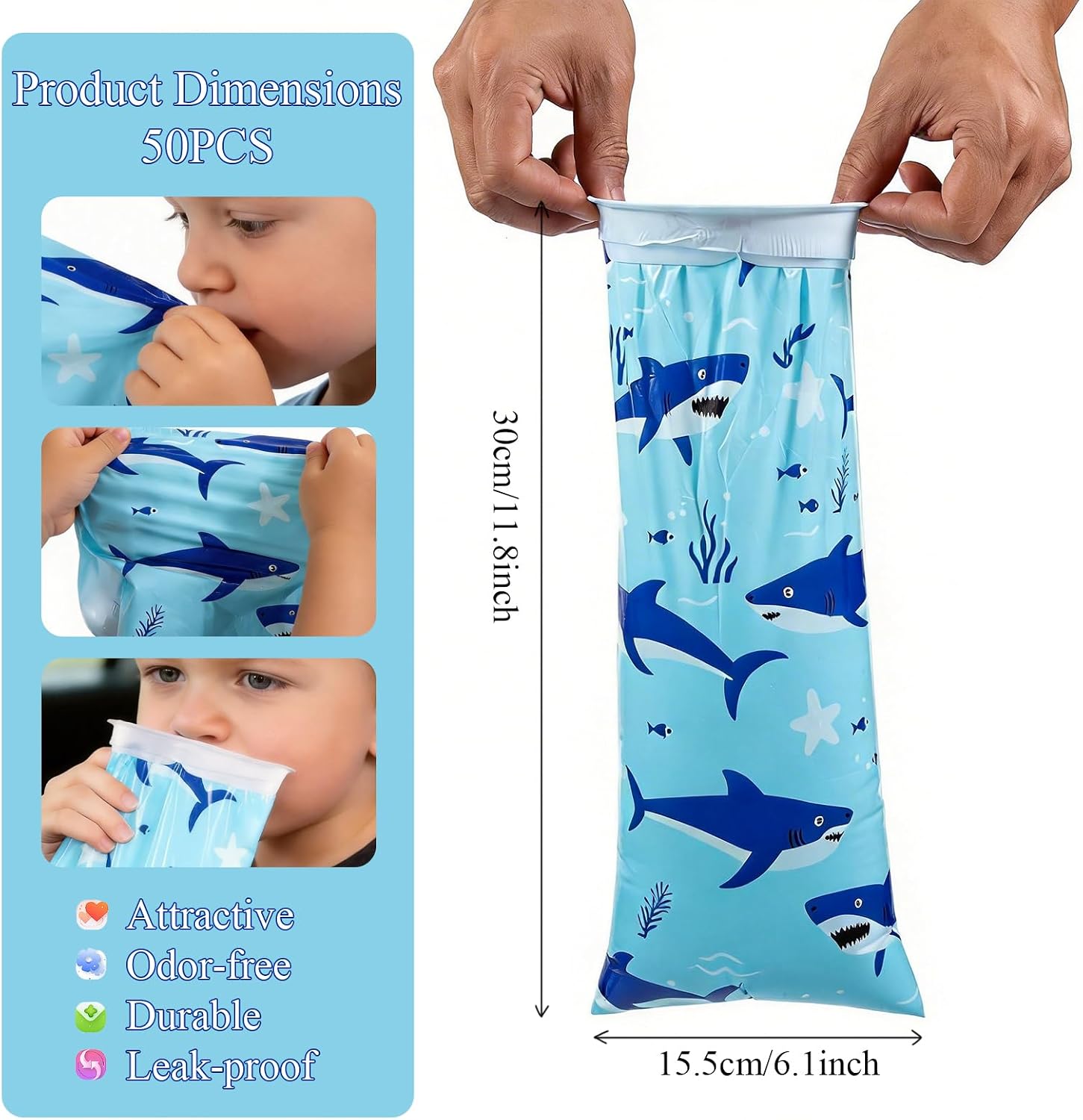Vomit Bags Disposable 50 Pack 1000 ml Emesis Bags Portable Leakproof Barf Bags,Travel Friendly Puke Bag for Motion Car Sickness Nausea Relief Throw up Solution for Car, Airplane, Road Trips