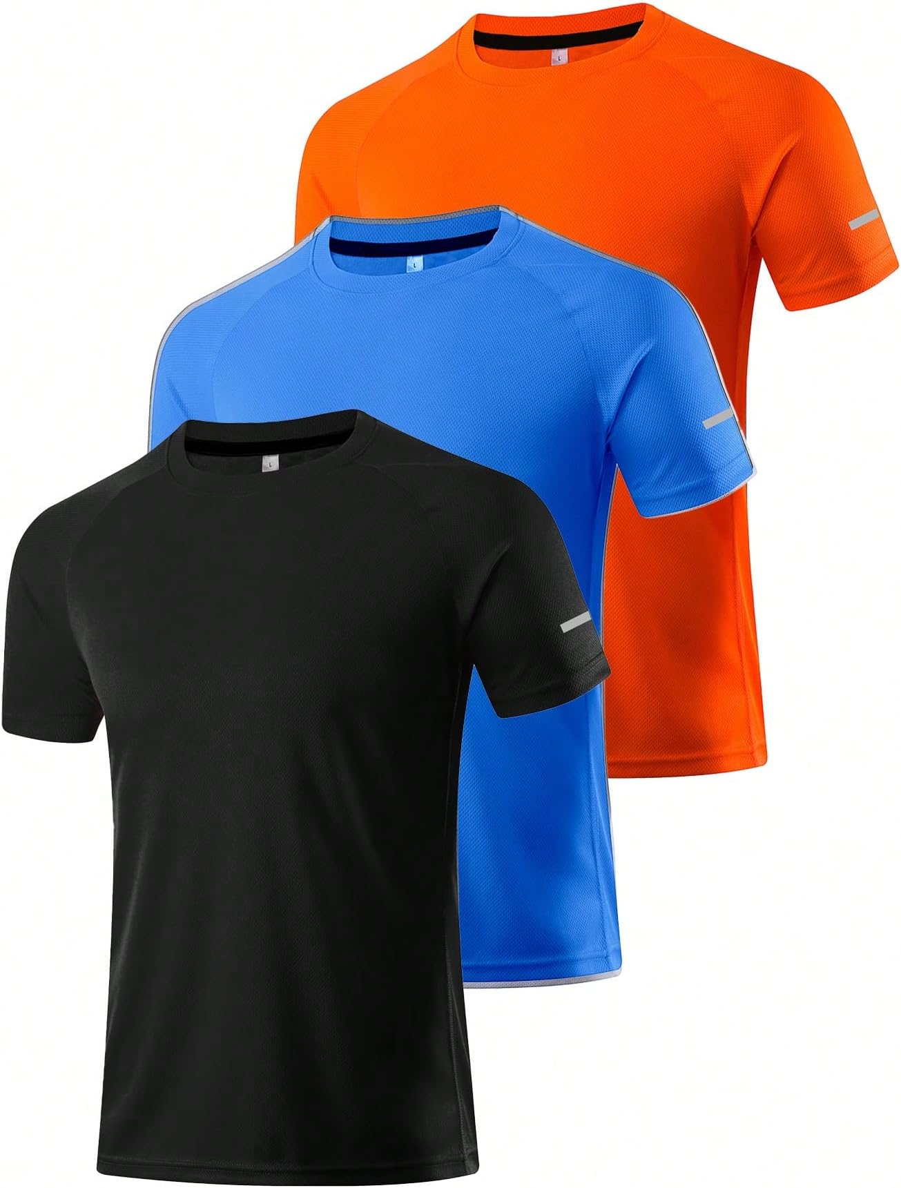 3 Pack Men’s Active Quick Dry Crew Neck T Shirts | Athletic Running Gym Workout Short Sleeve Tee Tops