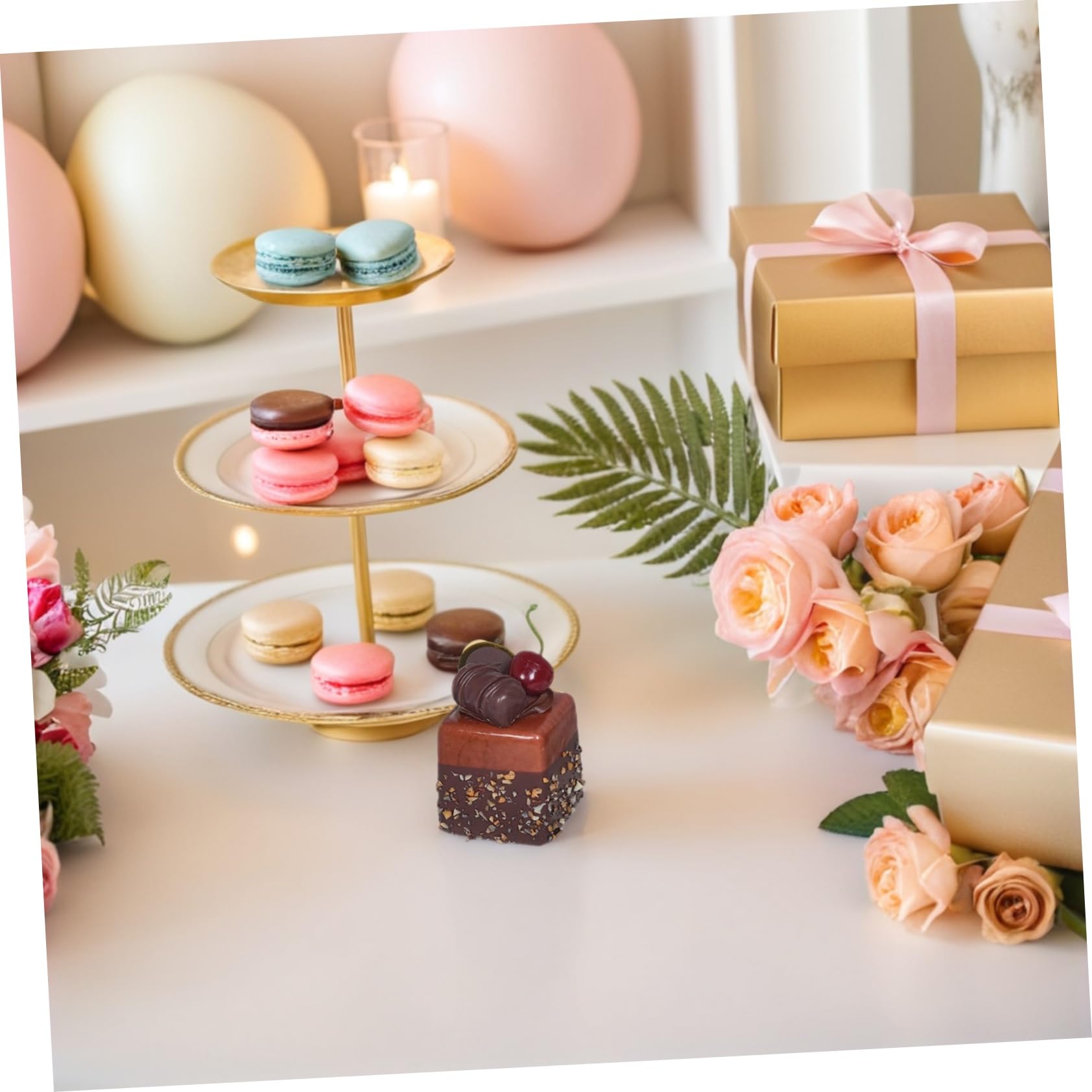 8pezzi Simulazione di Torta Francese di Fragole Torta Artificiale Base Magnetica da Esposizione per Tavolo da Dessert per Feste Cibo Finto per Foto Decorazione da Cucina