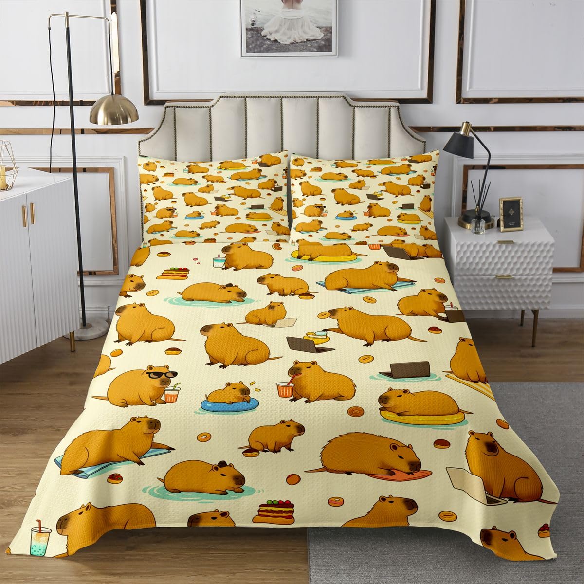 Homewish Kawaii Brown Capybara Copriletto Singolo