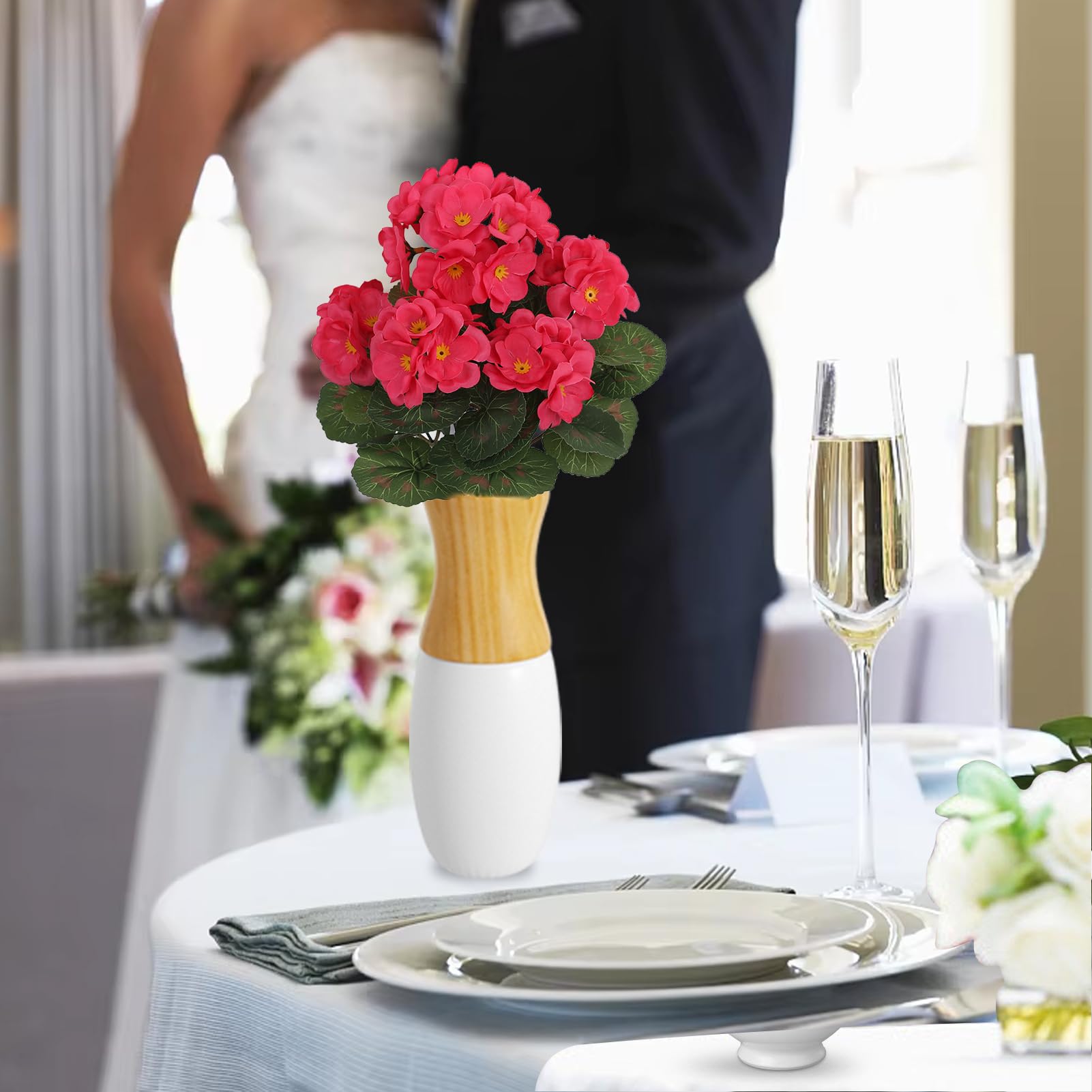 Fiori Artificiali Di Geranio Rosso – Mazzo Da 5 Rami, Lunghezza 36 Cm, Per Casa E Matrimoni