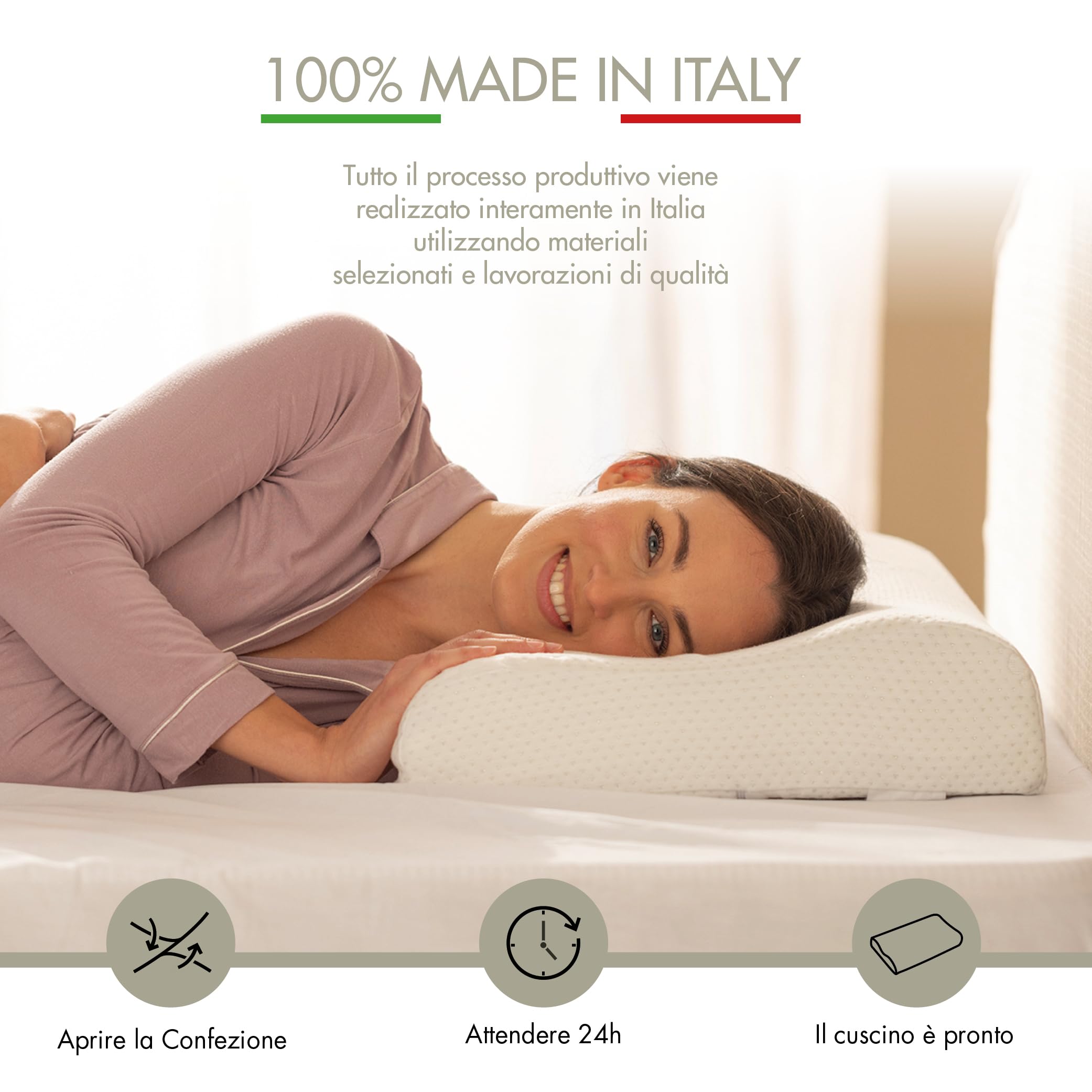 EMTEX Cuscino Cervicale Anallergico Memory Foam Sfoderabile Guanciale Silver Antibatterico Antiacaro Supporto Anatomico Made in Italy.