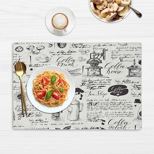 Miniatura 6 de Modern Retro Theme Placemats Set of 4 Table Mats Washable Placemat Waterproof Place Mats for Party Home Dining Table Decor 18x12 in