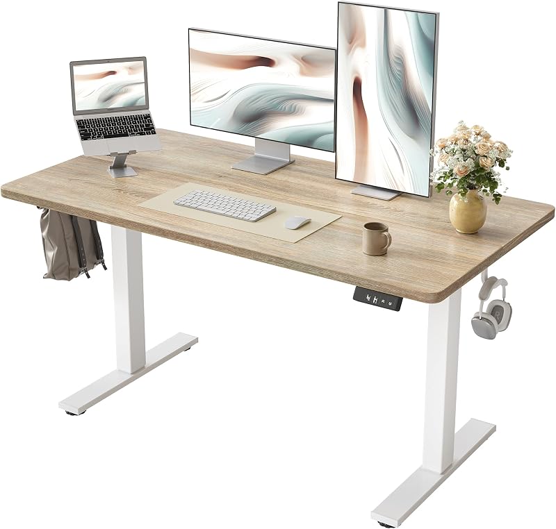 48 X 24 Inch Height Adjustable Electric Standing Desk, Maple | Smooth Height Adjustment, 2 Memory Presets, One-Touch Control, Stable Steel Frame, 176 lbs Capacity, Easy Assembly