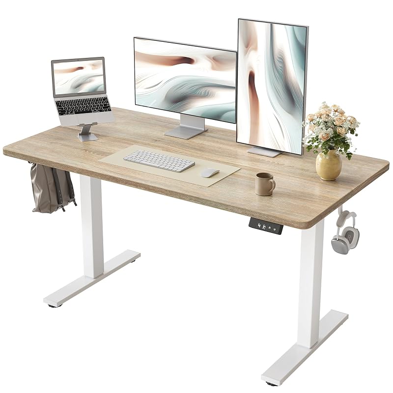 TIQLAB 48 X 24 Inch Height Adjustable Electric Standing Desk, Maple 47*24 inch Maple