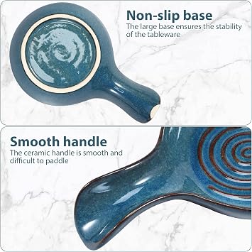 4 Pack Ceramic Spoon Holder for Stove, 4.5 Inch Large Kitchen Cooking Utensil Rest, Heat Resistant Spoon Rest for Kitchen Counter Utensils, Ladle, Coffee Spoons, Tongs, Spatula