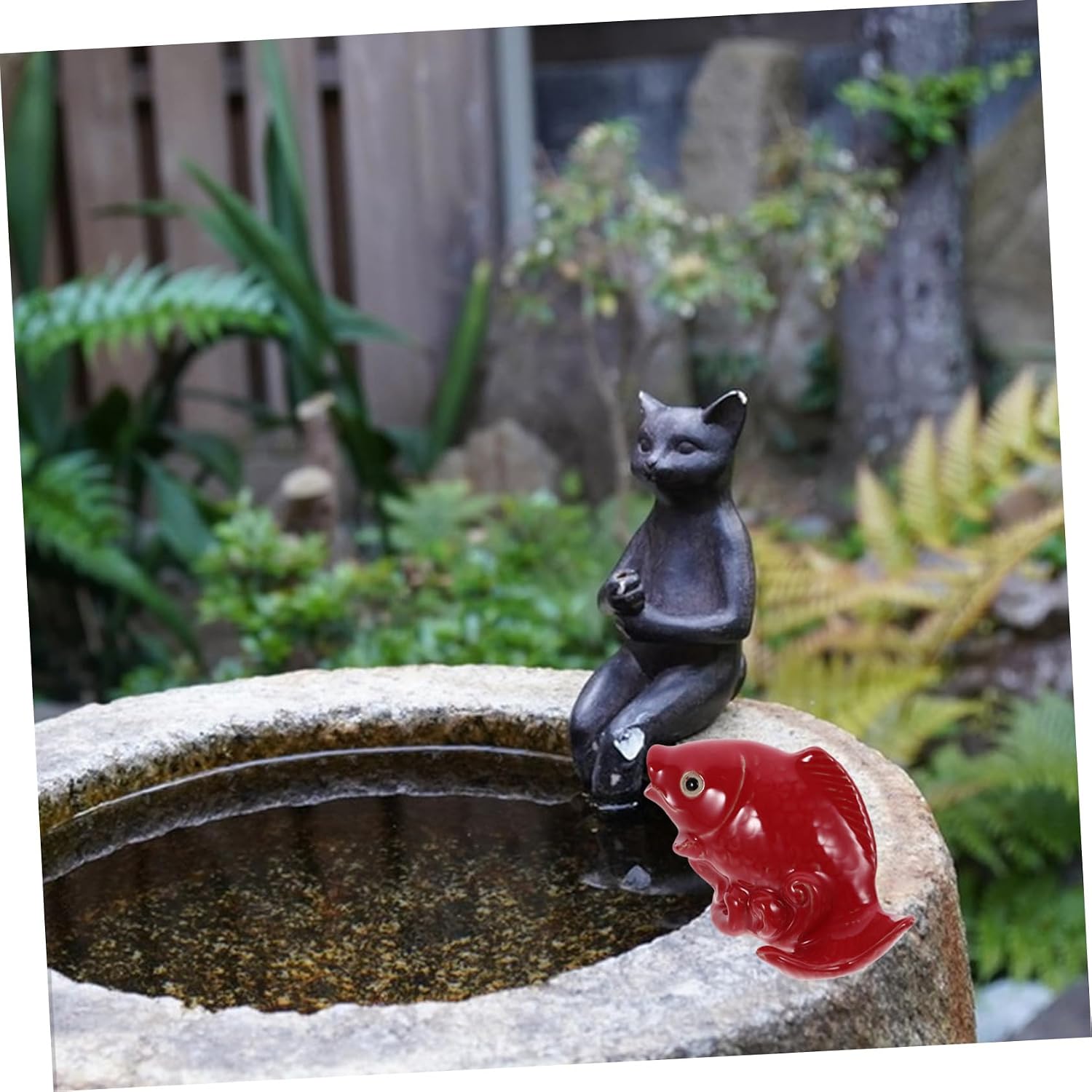 Ceramic Carp Statue Fountain Nozzle Water Spray Sprinkler for Garden Decor Indoor Outdoor Decorative Accessory