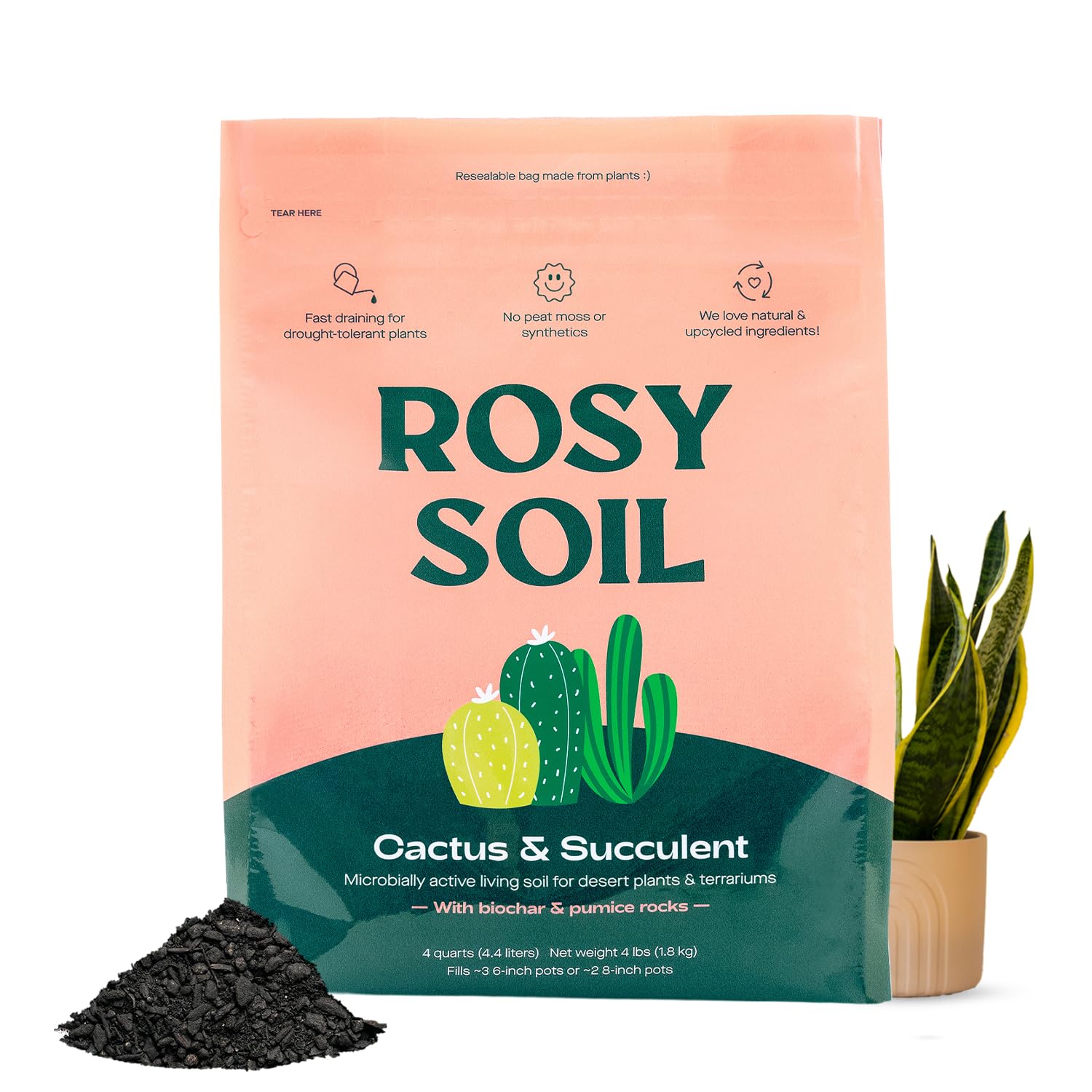 Rosy Soil Cactus & Succulent Potting Mix, 4 Quarts