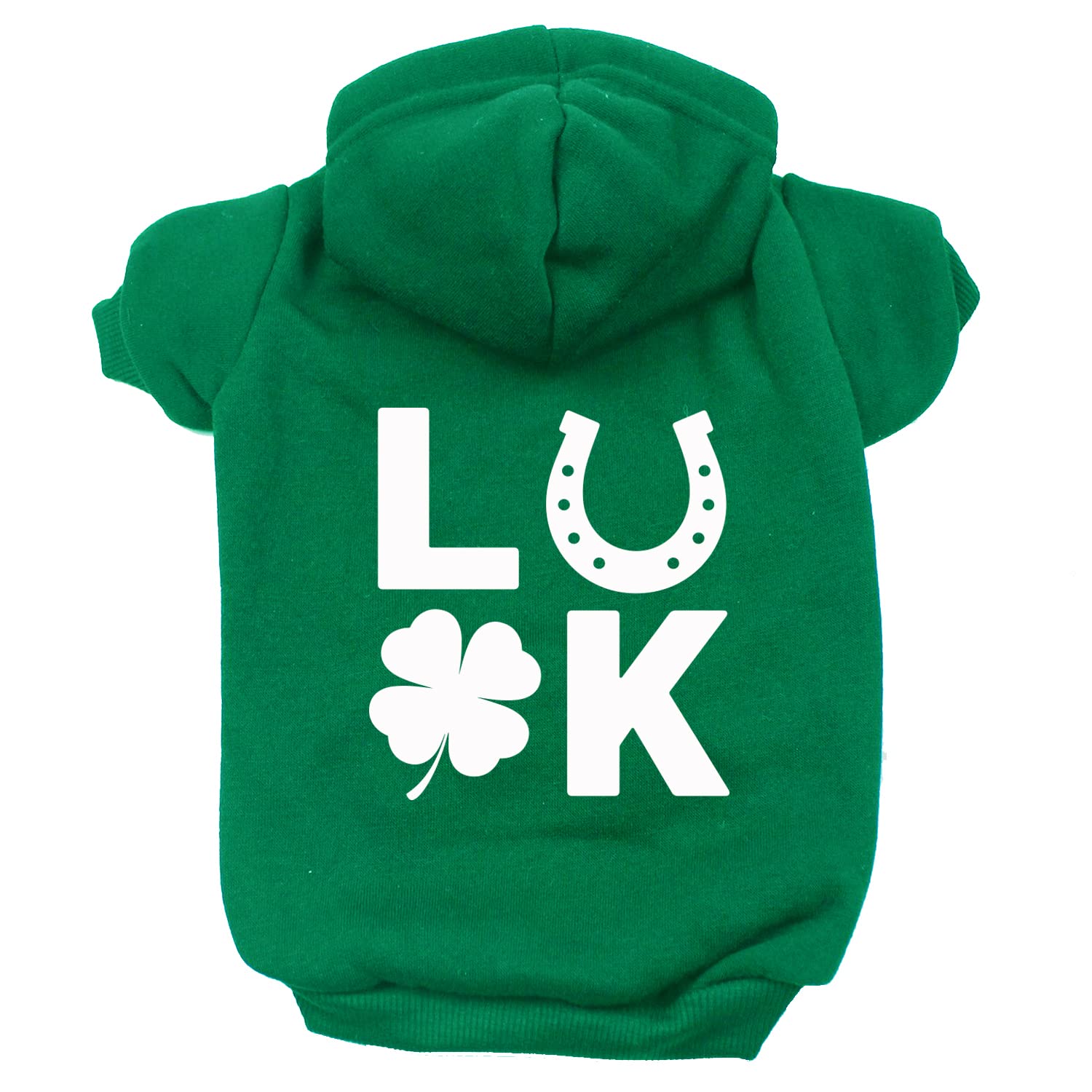 Luck St. Patrick's Day Pullover Fleece Lined Dog Hoodie with Leash Hole Sweatshirt (Green, X-Large 990)