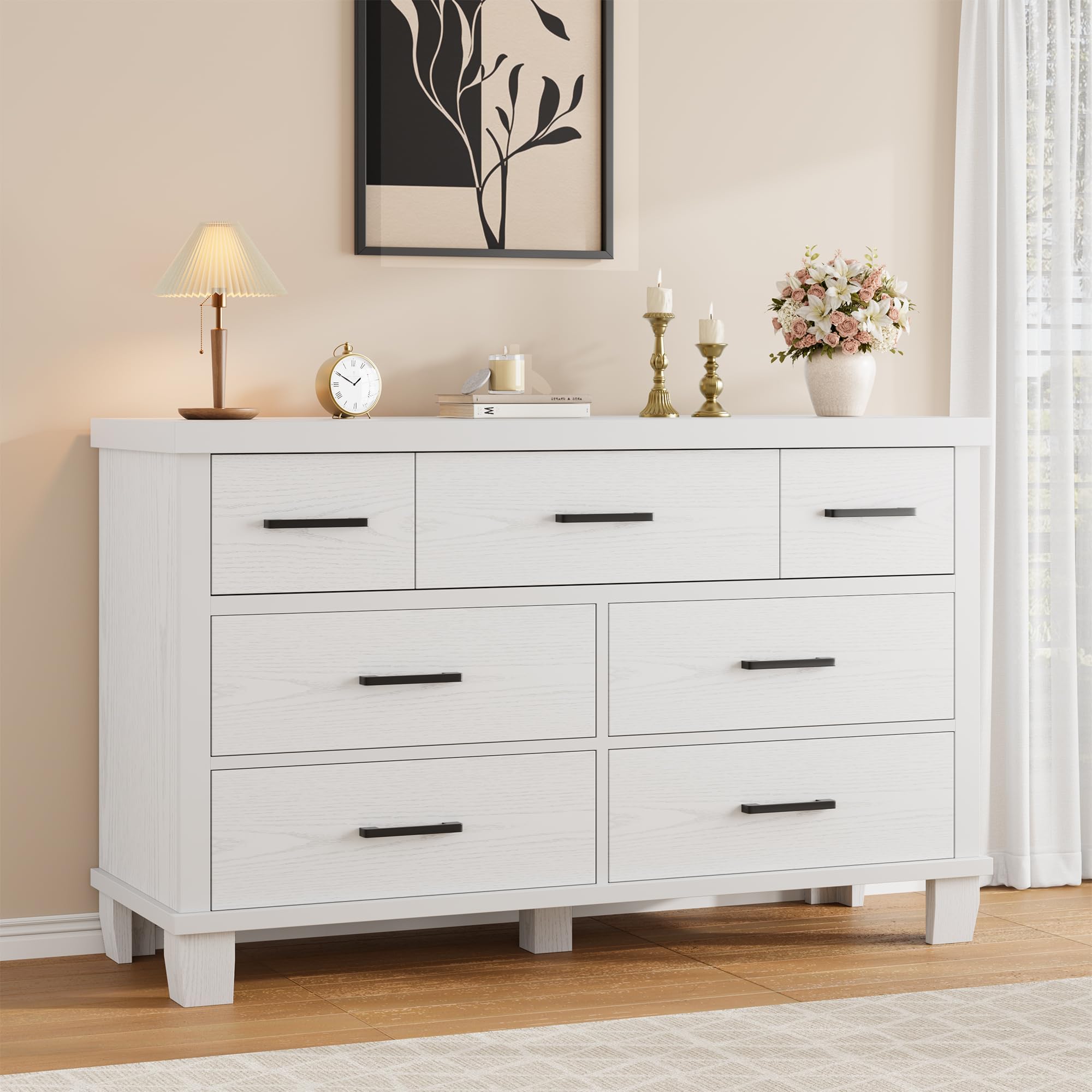 Photo 1 of ***DAMAGED SEE NOTES/PHOTOS***DEALHOUSE Dresser for Bedroom with 7 Drawers, Storage Chest of Drawers with Metal Handle, Wooden Dresser Organizer for Living Room,Closet,Entryway,Nursery