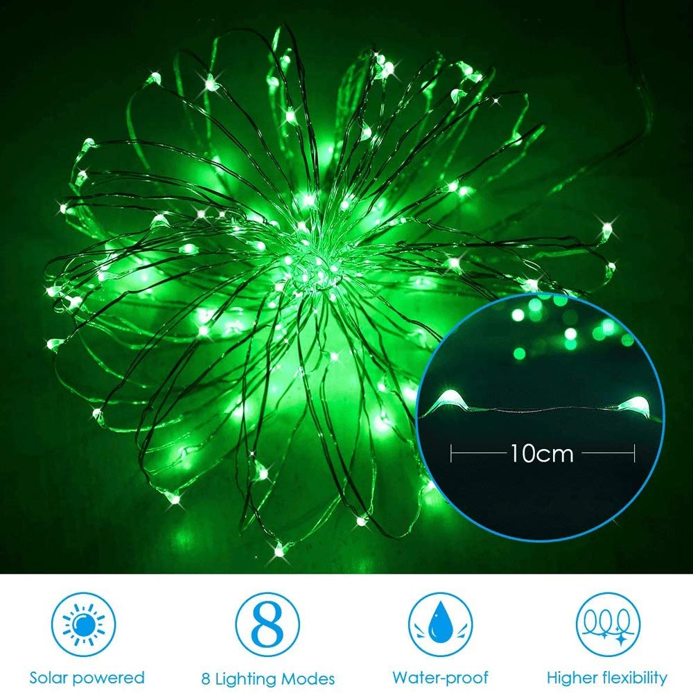 Łańcuchy świetlne na energię słoneczną 100/200LED Drut miedziany Światła świetlne Wróżki wewnątrz i na zewnątrz Wodoodporne słoneczne światła dekoracyjne do ogrodu, rodziny, imprezy, świąt Bożego N