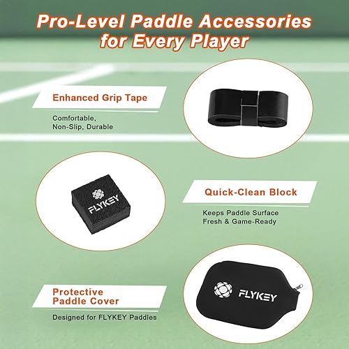 Miniatura 7 de FLYKEY Pickleball Paddles, T700 Carbon Fiber Pickleball Paddle with a 16mm Shark Power Polymer Core, USAPA Approved Pickle Ball Paddle, Strong Spin