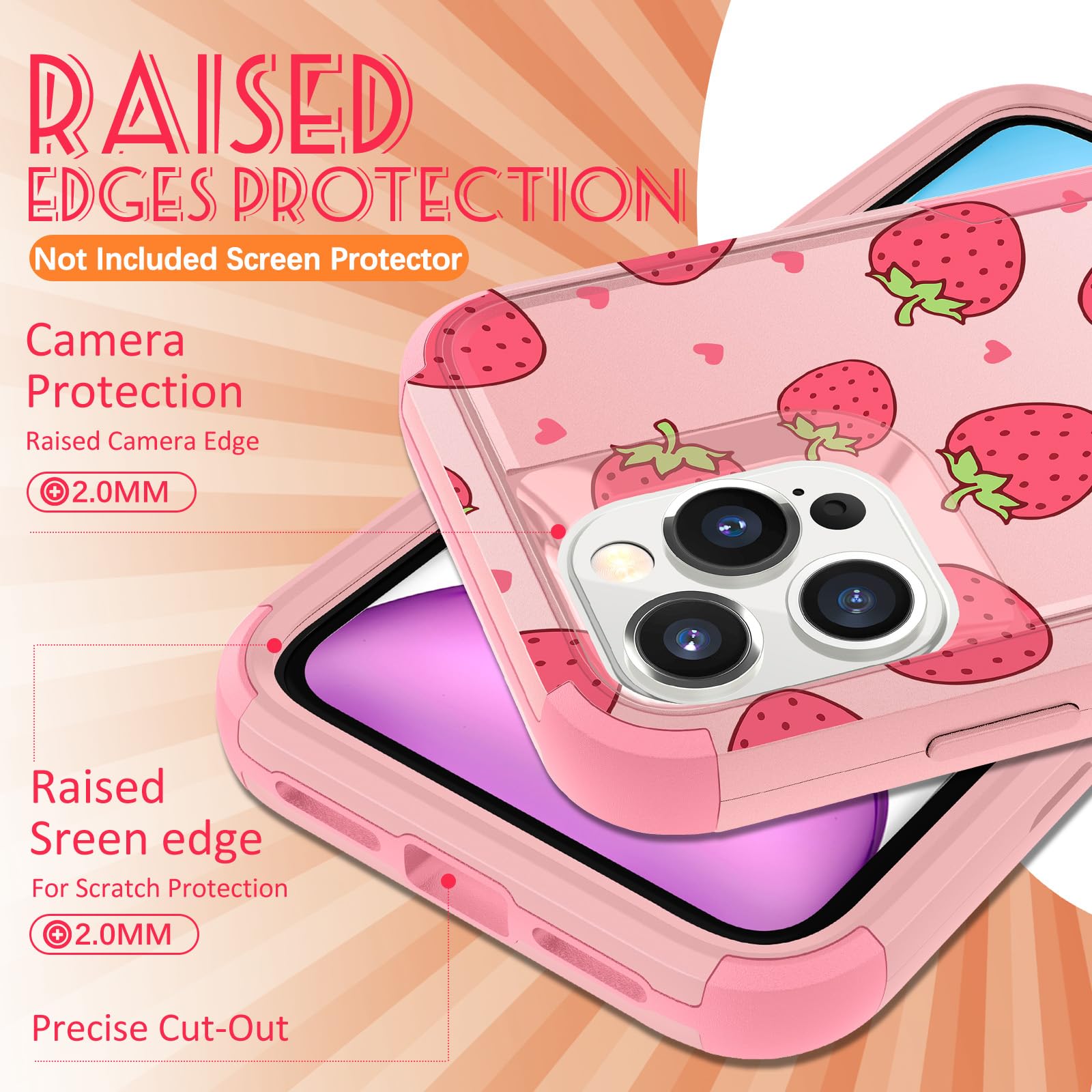 Pegmode Custodia protettiva 3 in 1 per iPhone 12 Mini, resistente, con