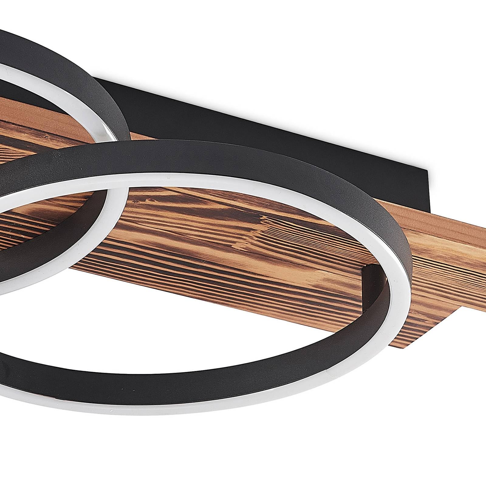 Lindby Plafoniera LED dimmerabile (Moderno) colore Ocra, in Legno ad es. Soggiorno & Sala da pranzo lampadina inclusa lampada plafoniera