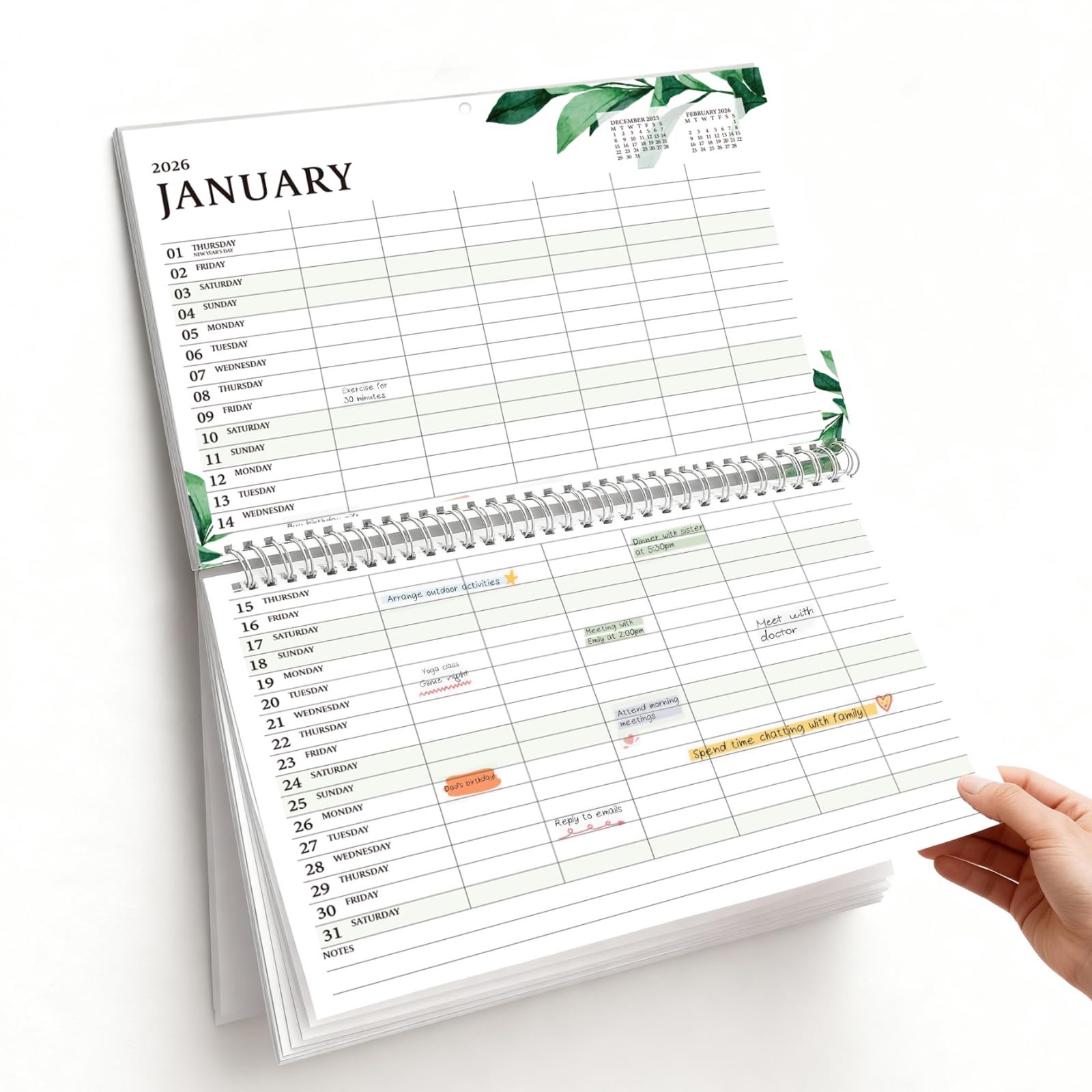 Family Calendar 2026 UK Family Planner,18 Month to View Wall Calendar,Jan 2026- Jun 2027 : Thick Paper & Easy to Use Home,Family, Student, Teacher Organizer