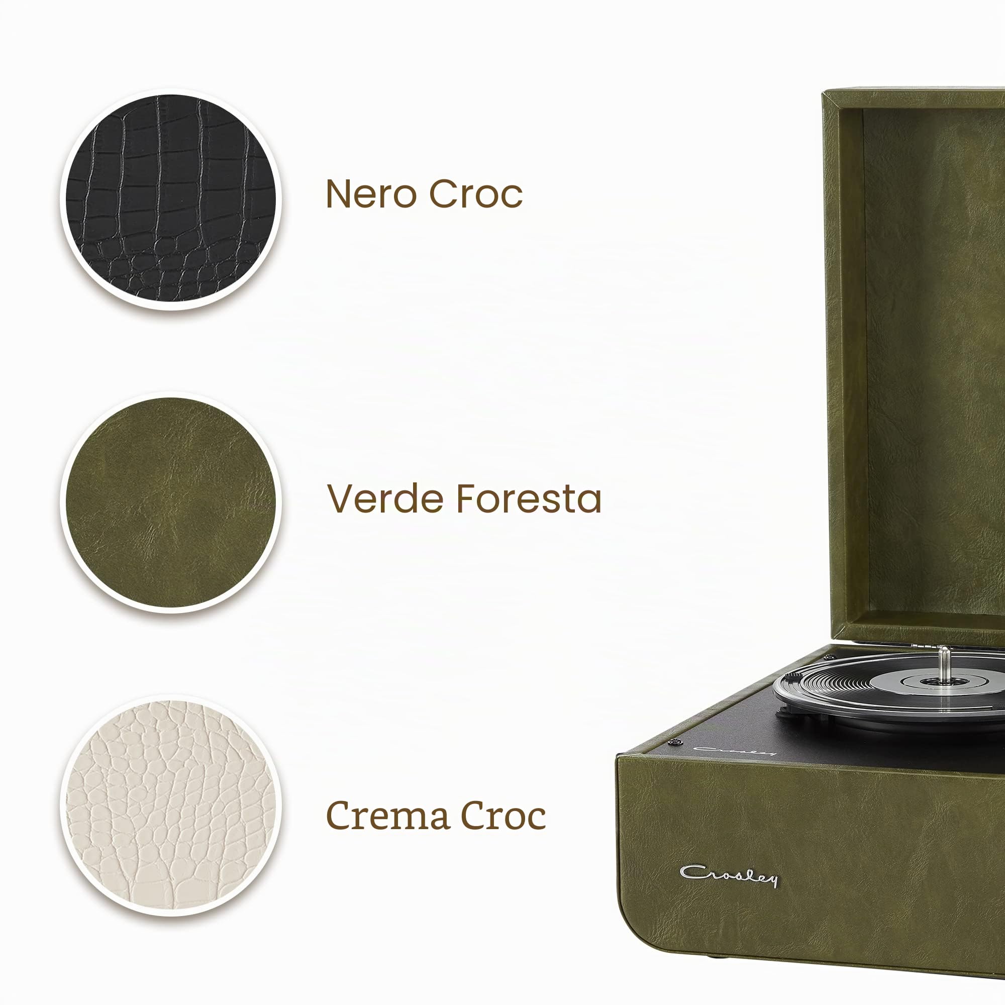 Crosley Mercury Giradischi Vinili con Bluetooth In/out - Giradischi Vintage Design - Lettore di Dischi a 3 Velocità - Per 7", 10" e 12" - Portatile con Custodia Integrata - Verde