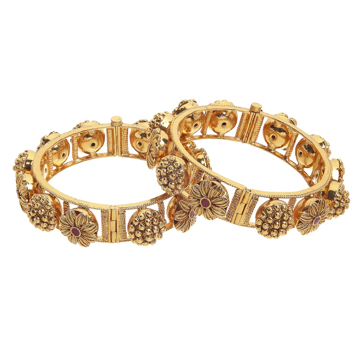 Karatcart Gold-Plated Handcrafted Jadau Bangles