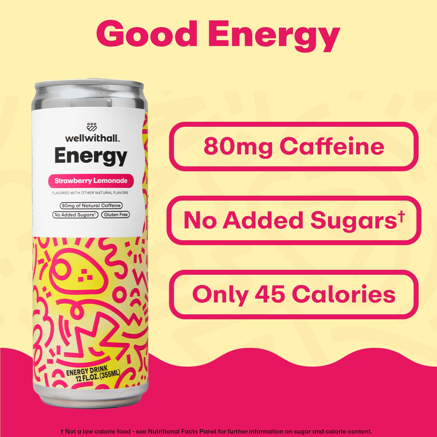 WellWithAll Strawberry Lemonade Energy Drink – Caffeine from Tea – With Vitamin C – Lightly Sparkling Beverage – Fruit & Veggie Juice Blend – 12 Oz (Pack of 12)