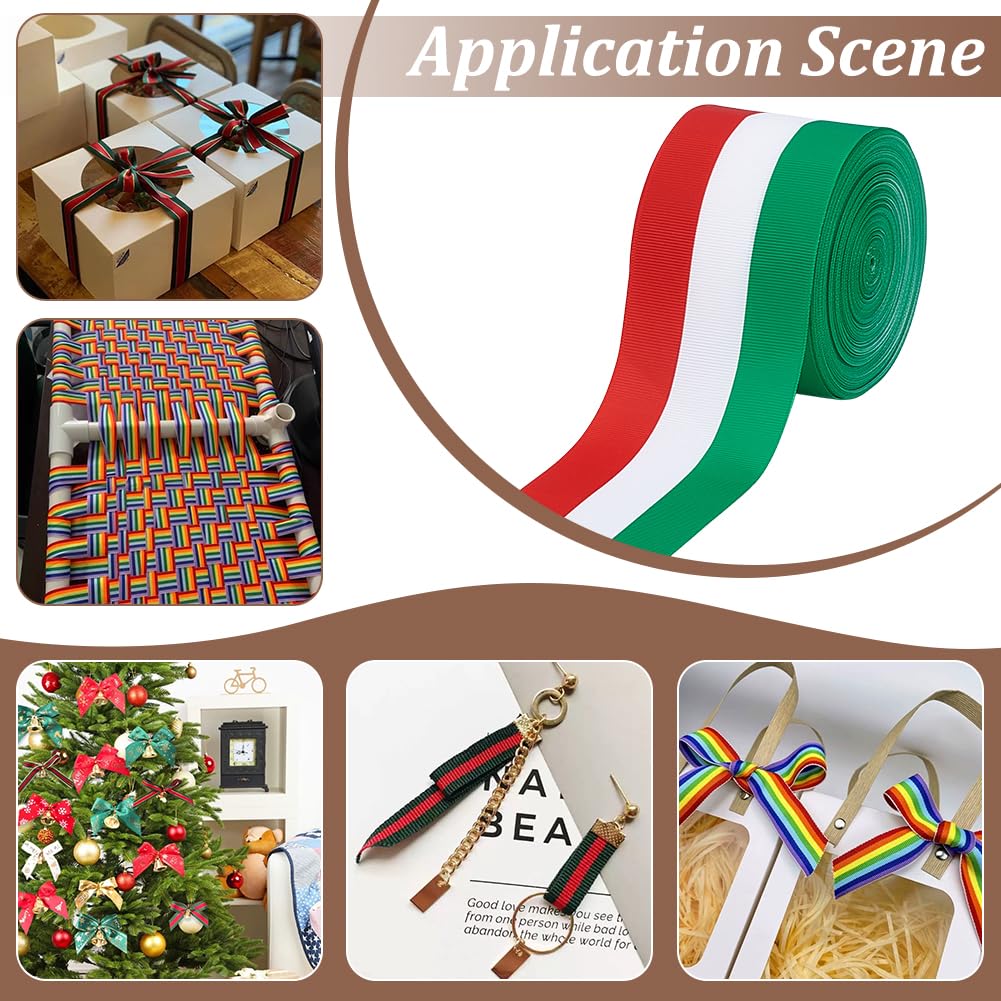 PH PandaHall 18.29m Nastro Bandiera Italiana Nastro a Righe Rosso Bianco Verde, 64mm Nastri di Grosgrain in Poliestere a Doppia Faccia per Decorazioni Feste Nazionali Artigianato Fai Da Te