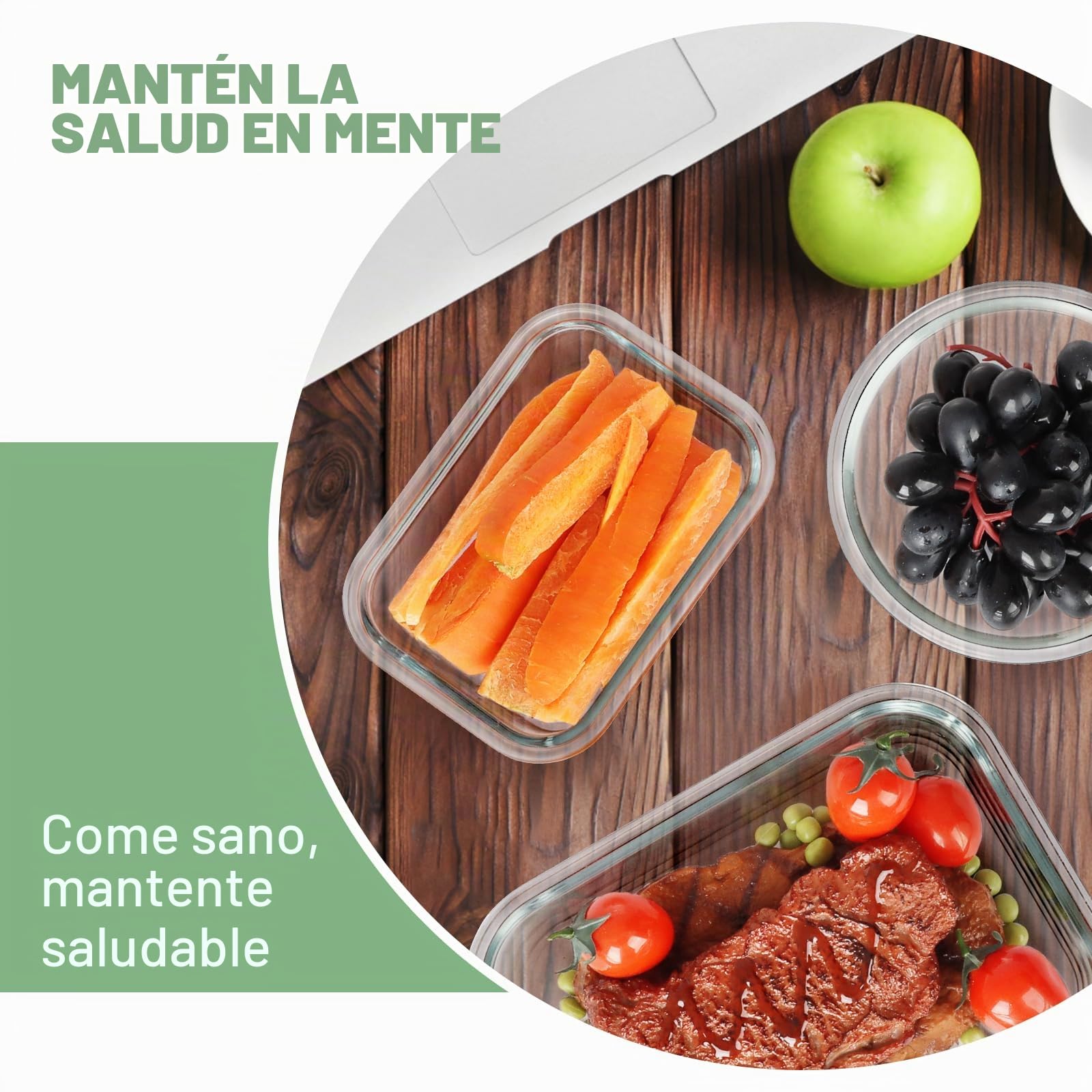 Skroam Paquete de 12 recipientes de vidrio para almacenamiento y preparación de comidas, almacenamiento de cocina para almuerzo, a prueba de fugas,