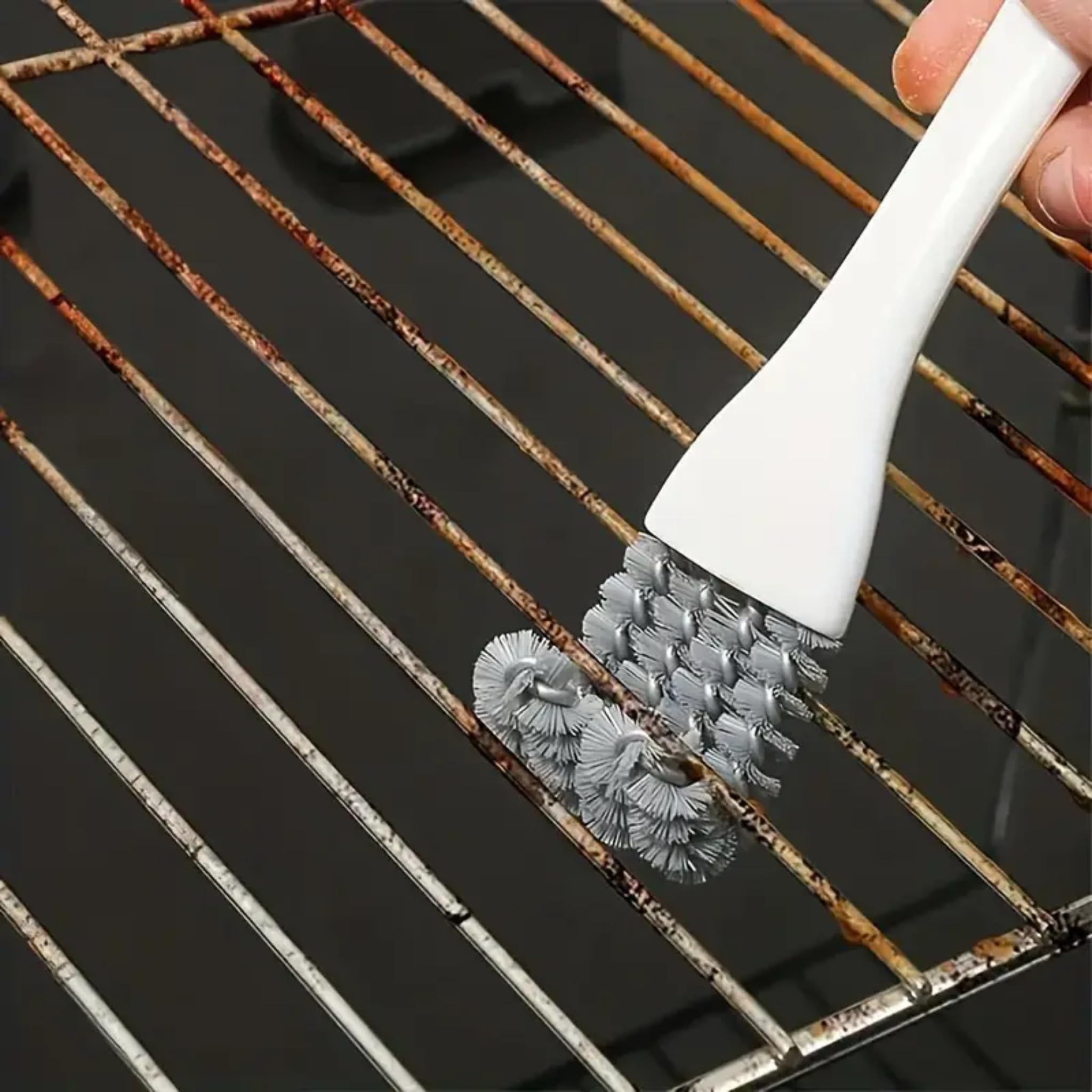 Thingymabob White Grill Brush Set With Spiral Bristles For Bbq Cleaning, Oven And Kitchen