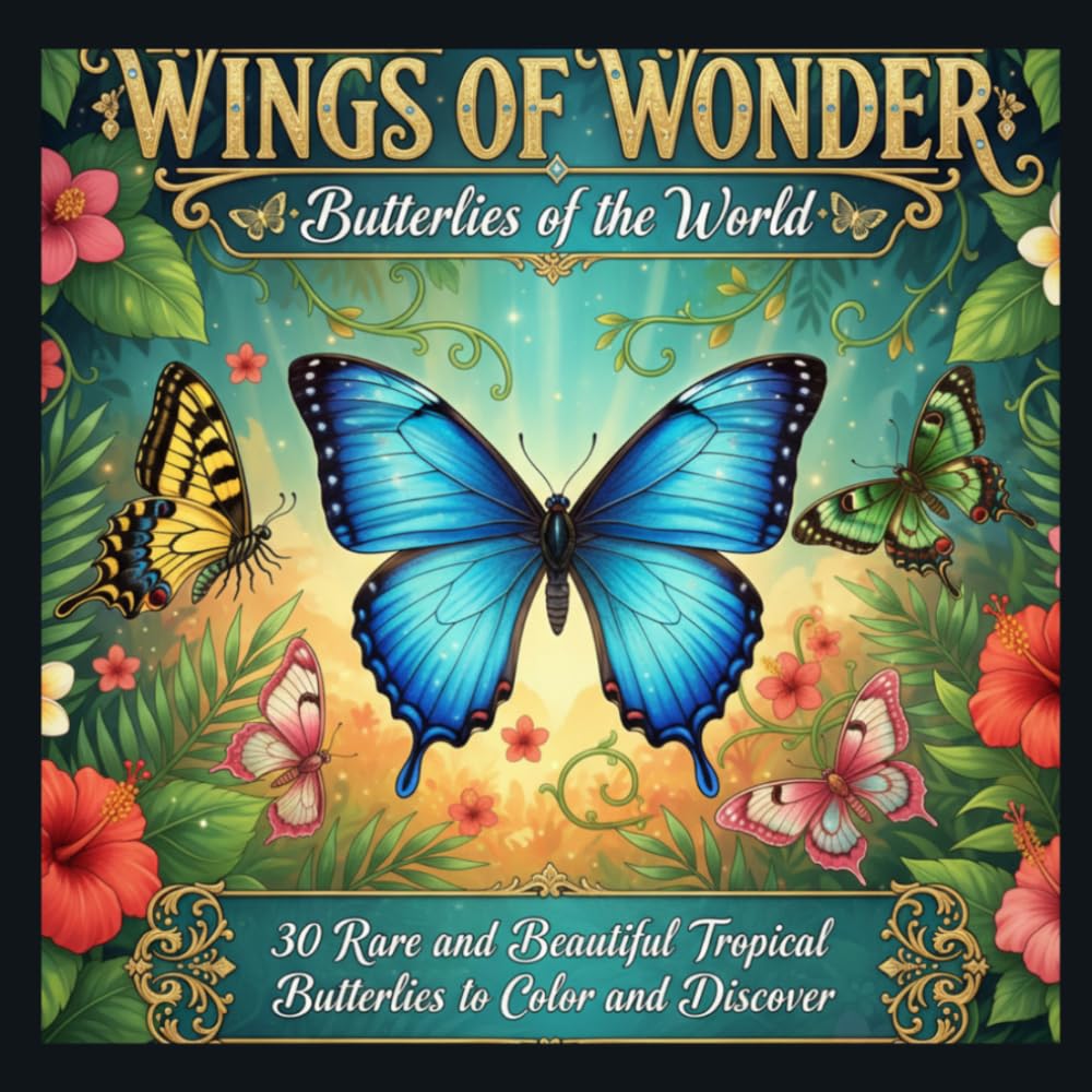 Wings of Wonder: Butterflies of The World: 30 Beautiful Butterflies to Color and Discover for All Ages