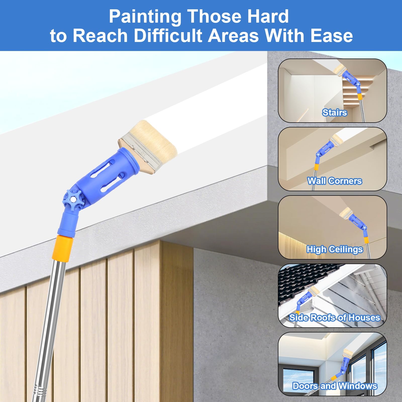 Przedłużenie pędzla z wieloma kątami, przedłużanie pędzla, Multi Angle Paint Brush Extende, wysuwany wałek malarski, drążek przedłużający do wysokich sufitów, ścian, narzędzie do malowania narożników