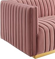 Vista 232 de Modway Conjure - Sofá seccional tapizado de terciopelo de alto rendimiento, con canal, silla sin brazos en negro y gris