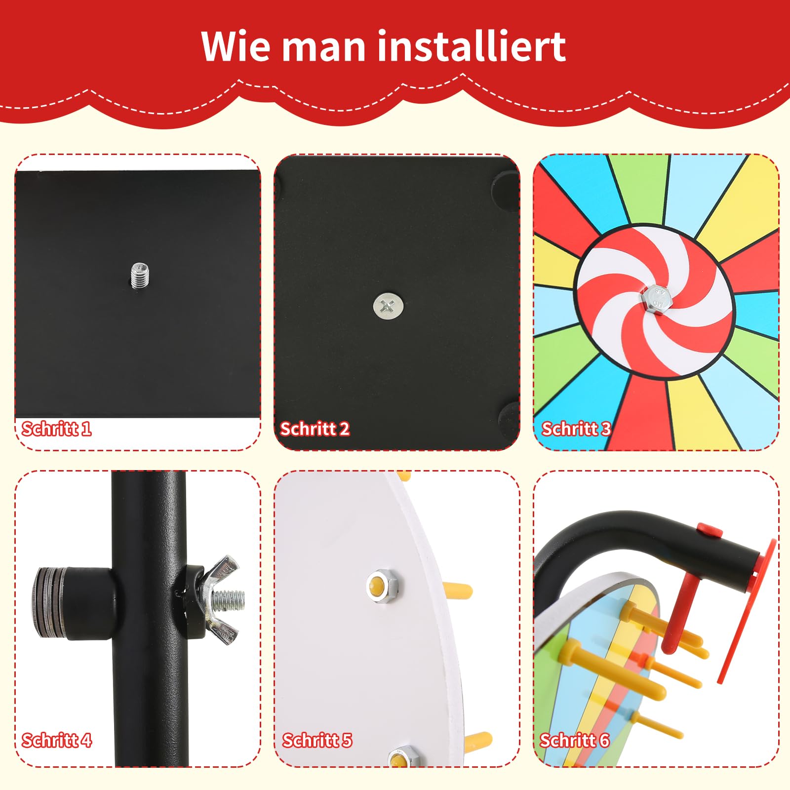 Glücksrad zum Drehen, 30cm gluecksrad gluecksrad,15 Slots Glücksrad zum Selbstgestalten, mit Markeund und Radiergummi, für Gewinnspiele, Wortspiele, Partys