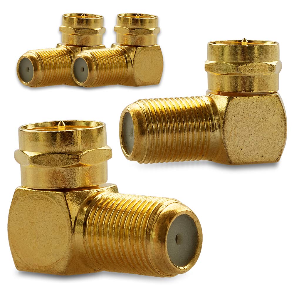 Connecteurs F Coudés 90° Pour Câble Satellite/TV - Lot De 6 - Plaqués Or - Pour Espaces Restreints