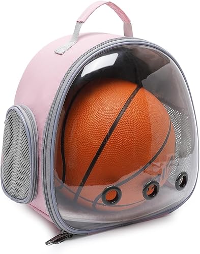 Miniatura 4 de Mochila transportadora de animales pequeños, cápsula espacial, mochila para ventana de burbujas, para conejillo de indias lagarto (rosa)